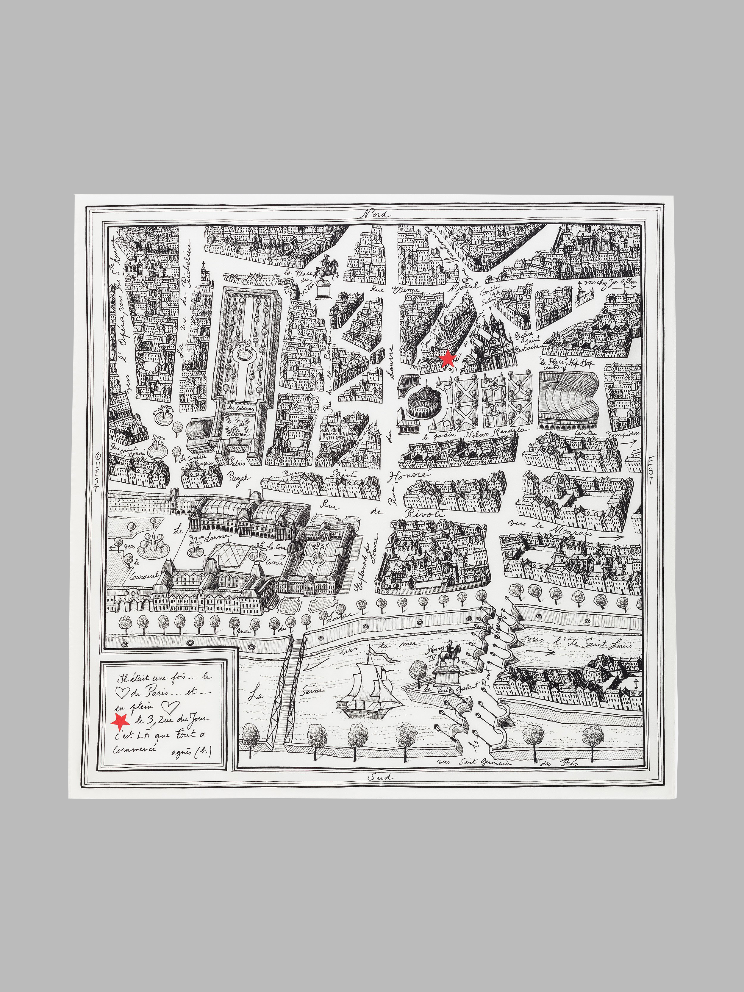 carr&eacute; Rue du Jour en soie