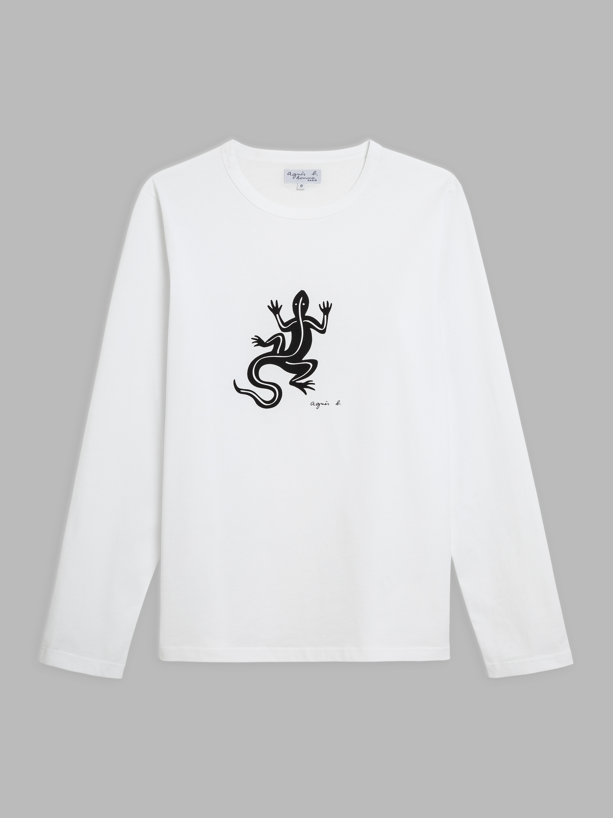 t-shirt Coulos blanc l&eacute;zard manches longues