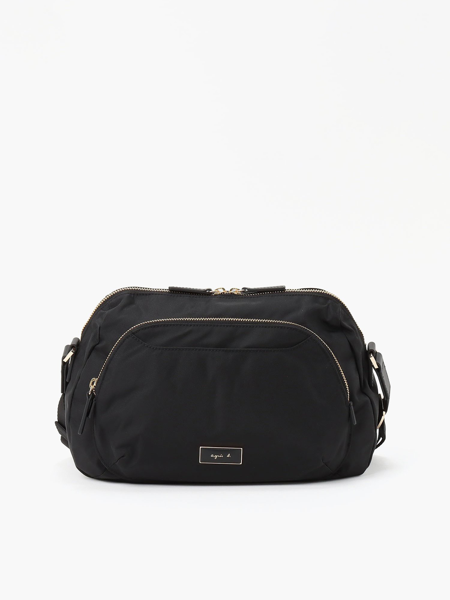black nylon zipped shoulder bag