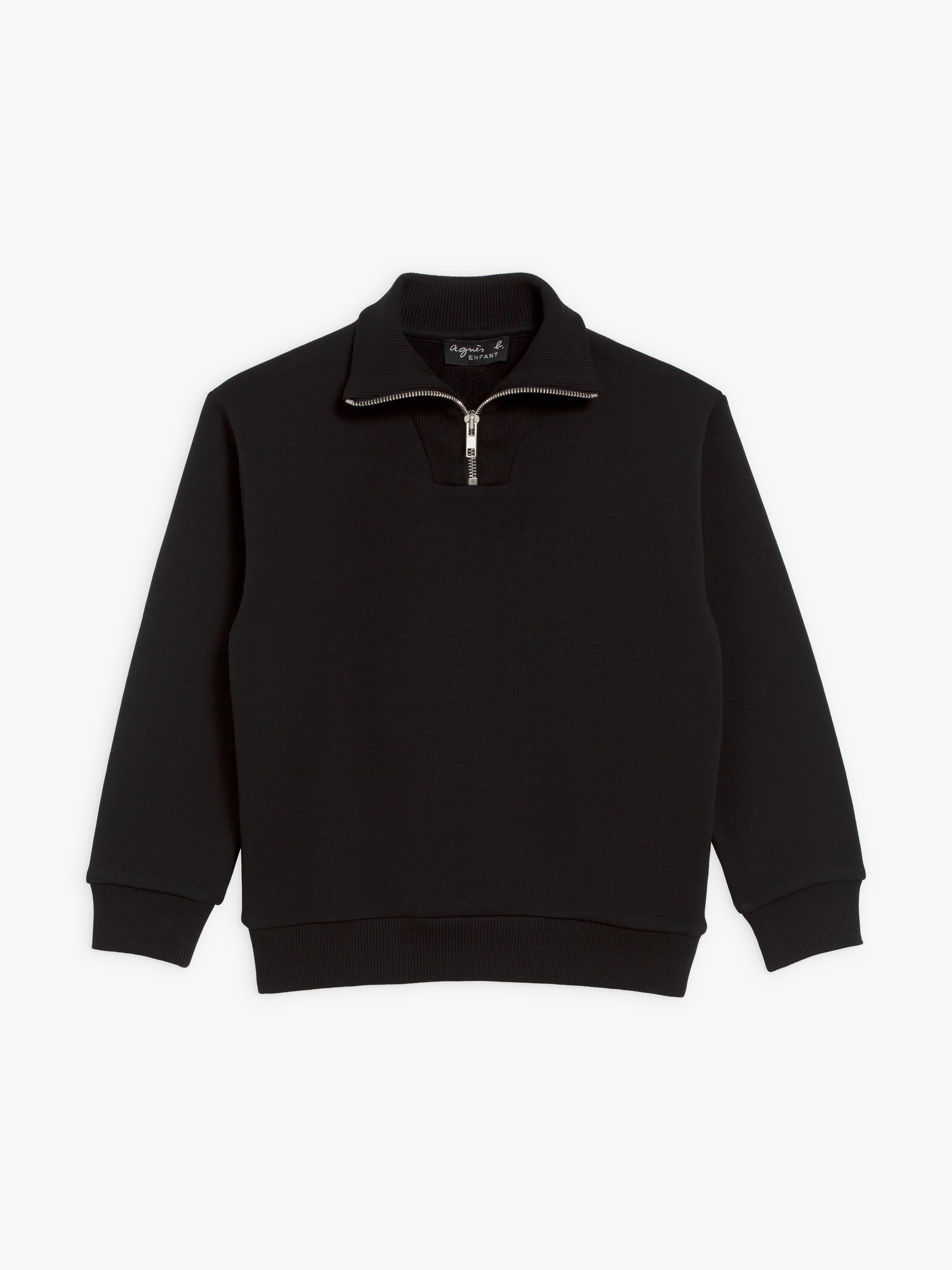 sweat Zip noir en molleton