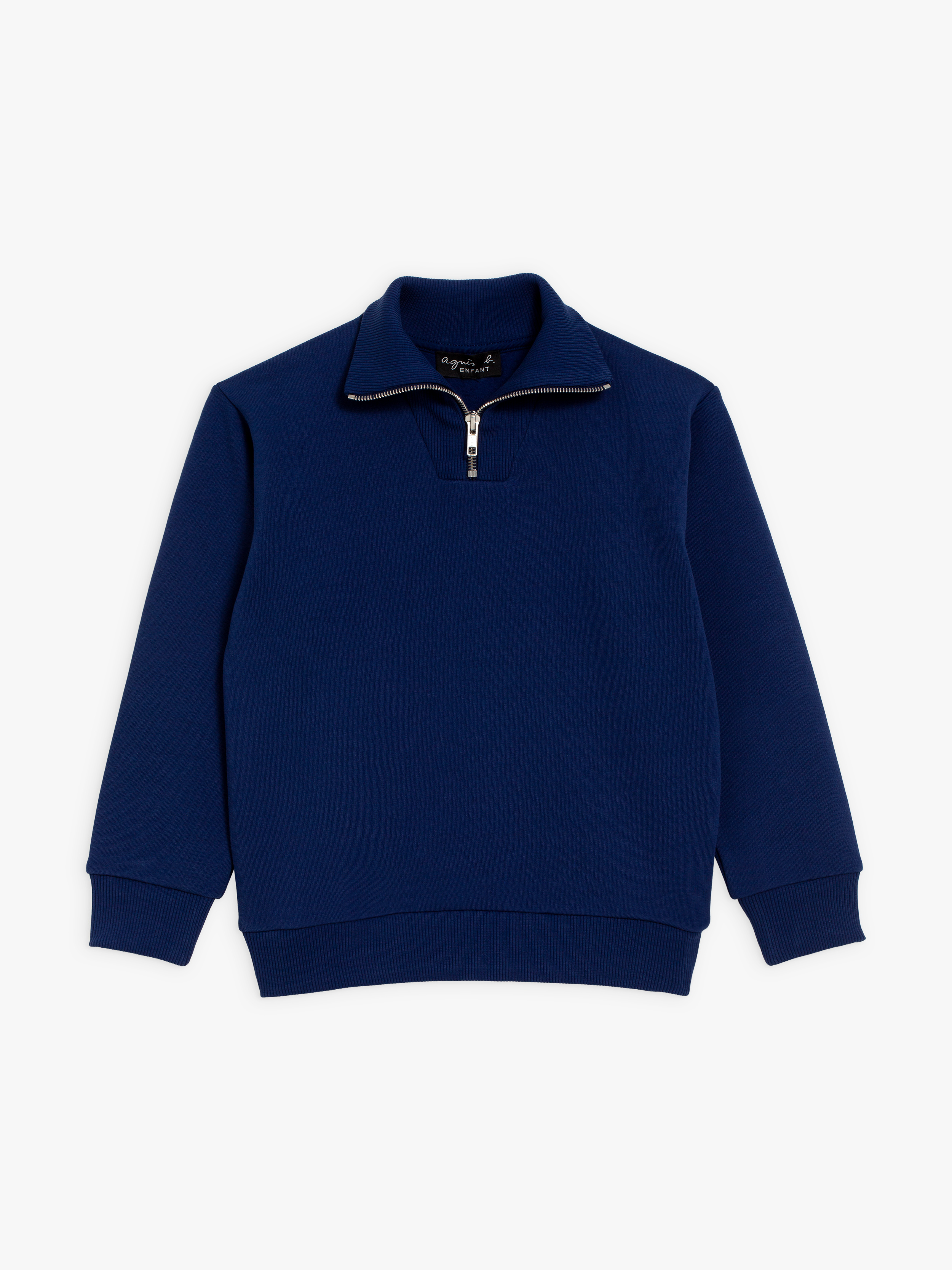sweat Zip bleu en molleton