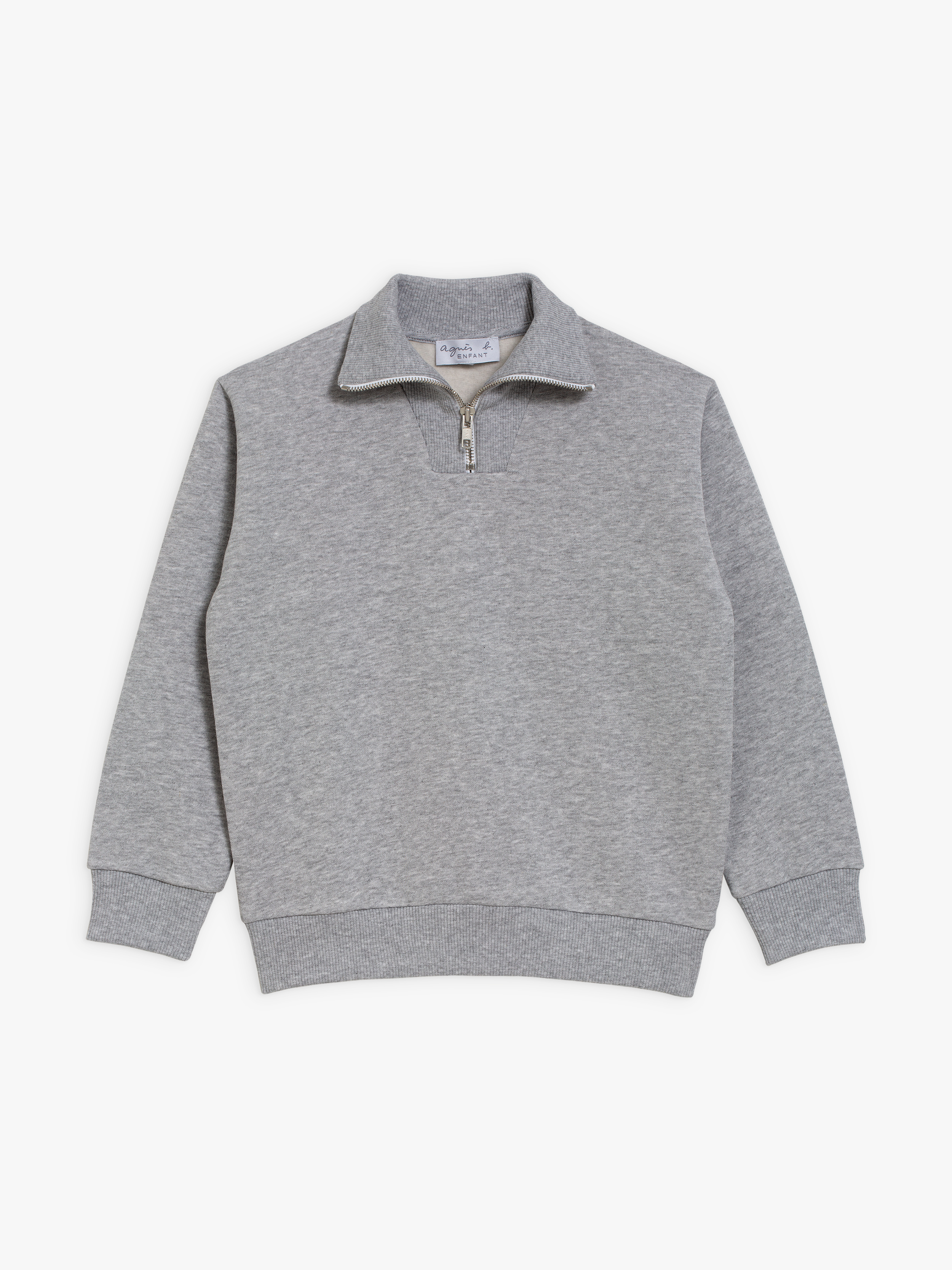 sweat Zip gris chin&eacute; en molleton