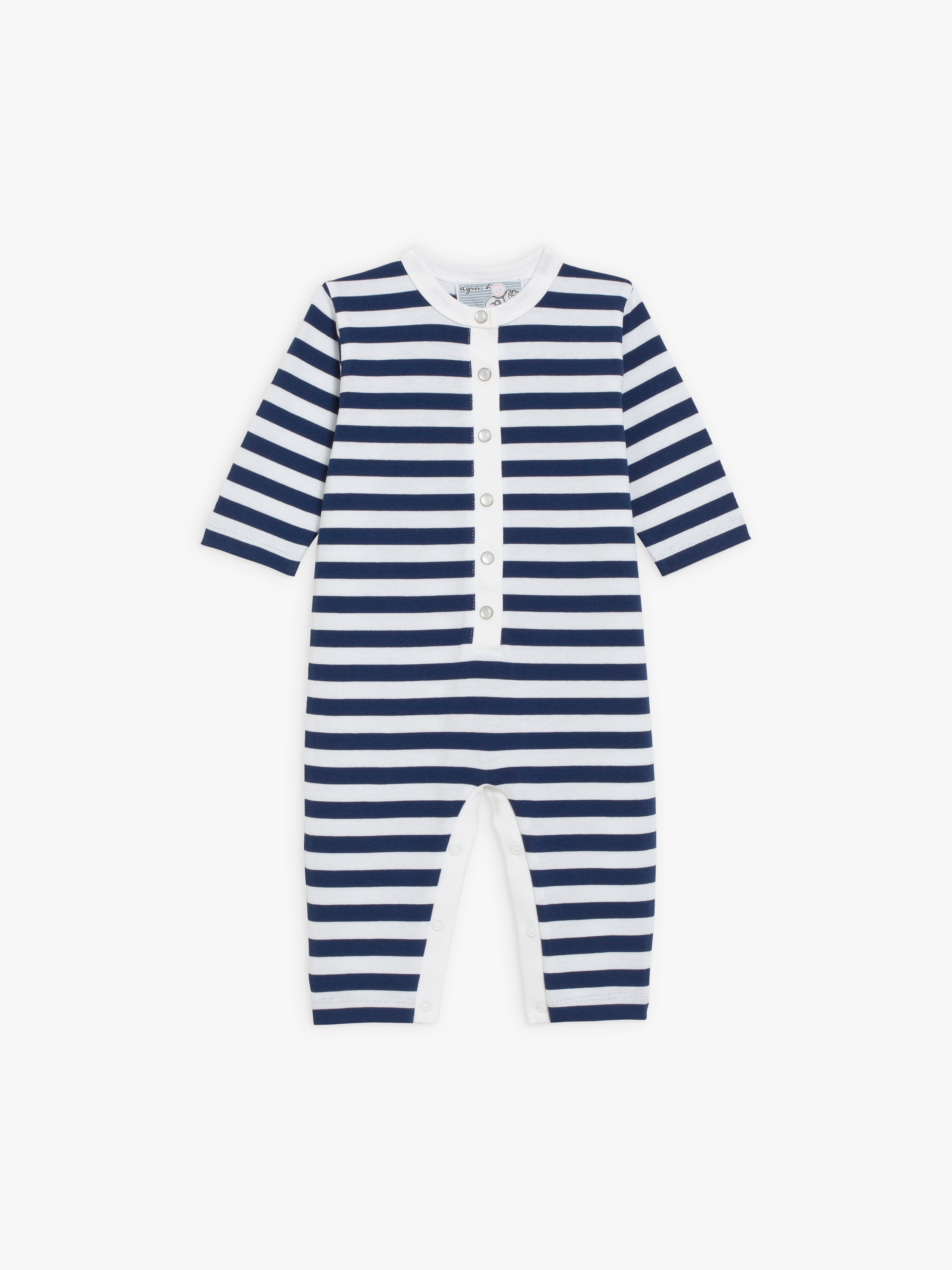 Lisette striped jersey navy blue sleepsuit