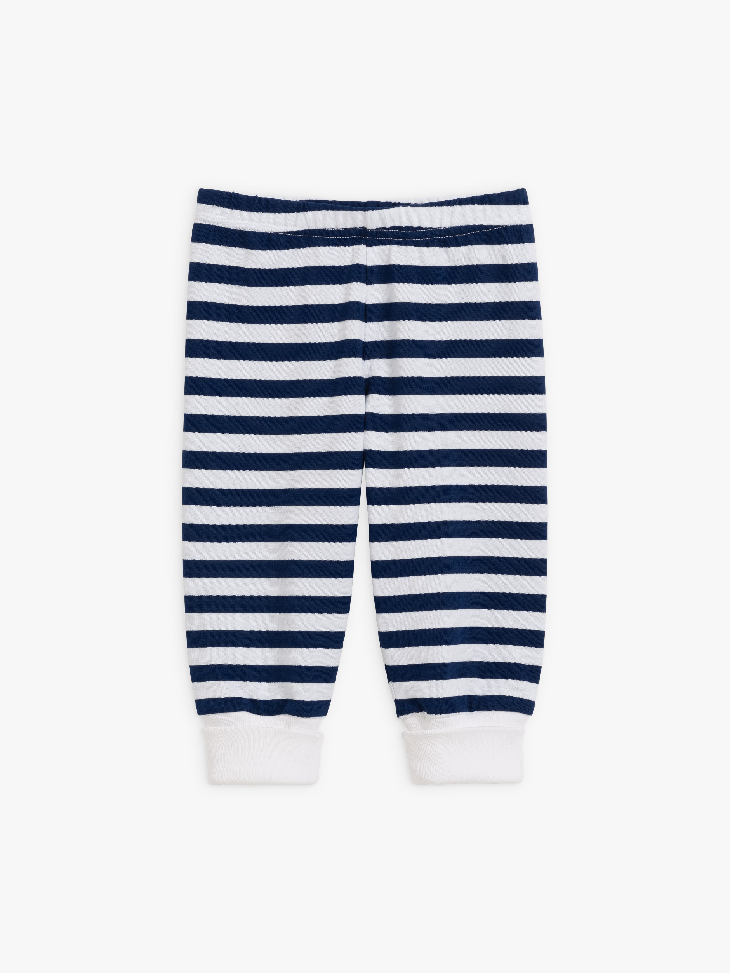 Turbo trousers in blue and white striped cotton jersey