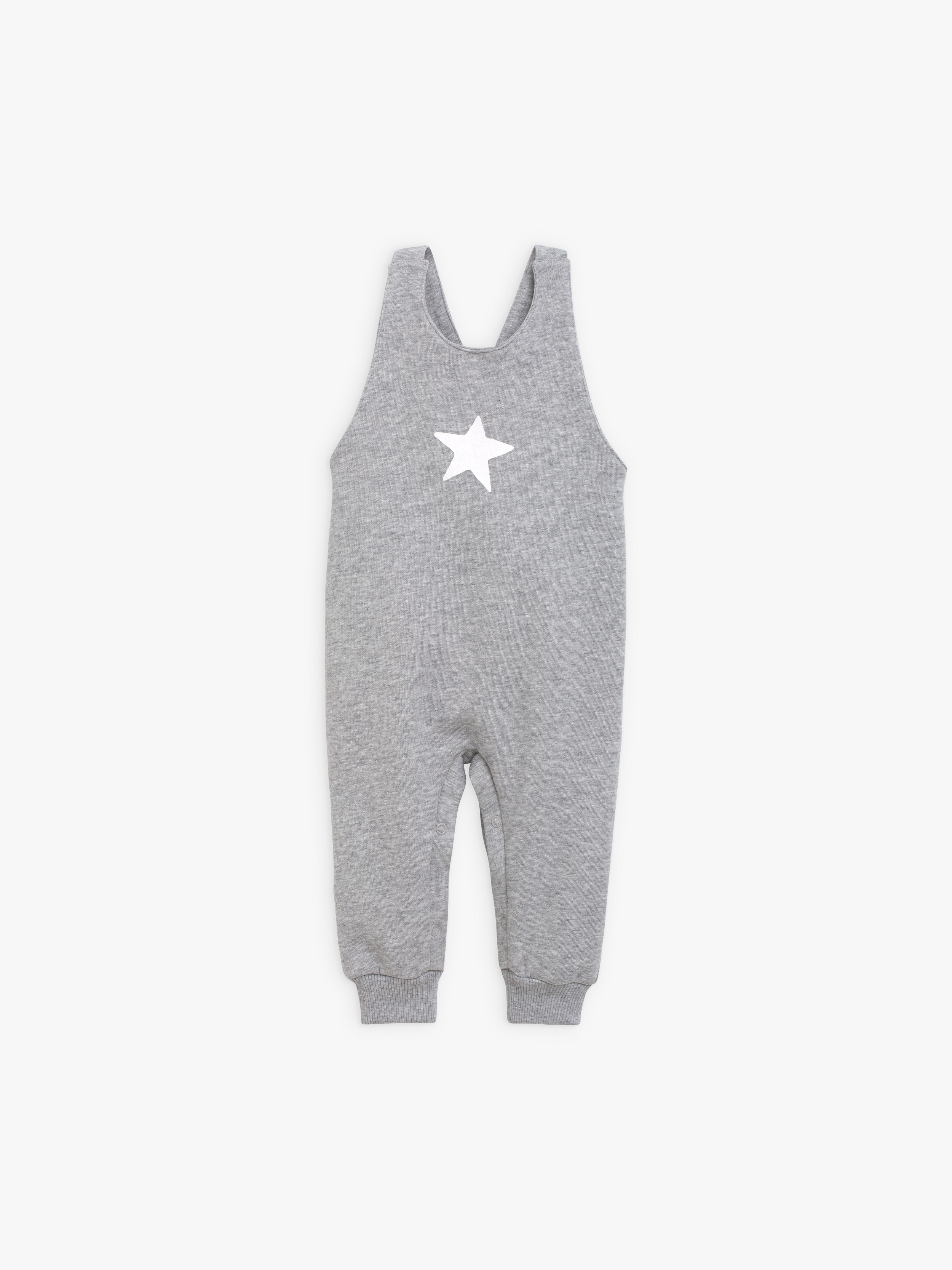 grey Pam dungarees in cotton fleece with "star" screen print