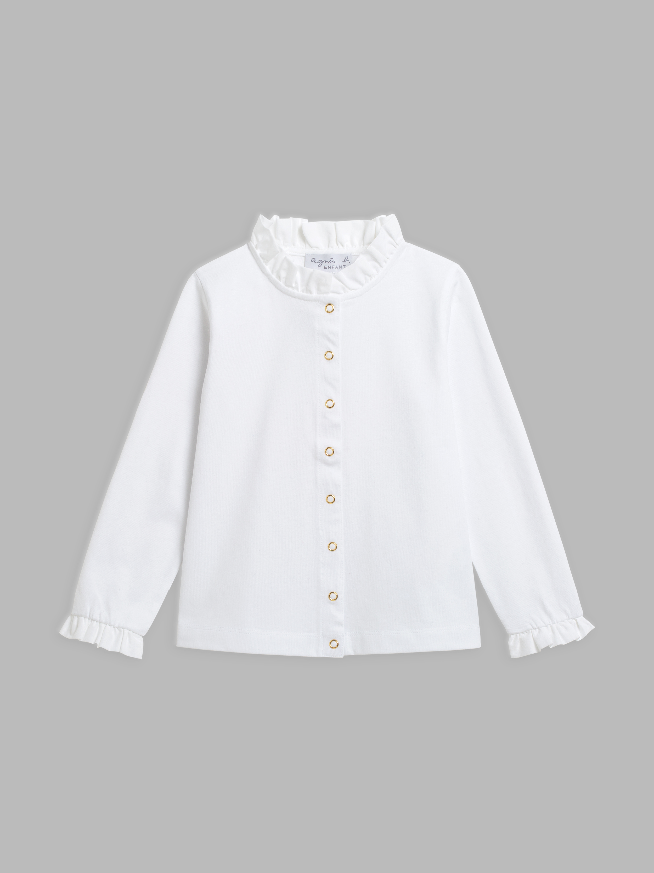chemise pression volants blanche en coton