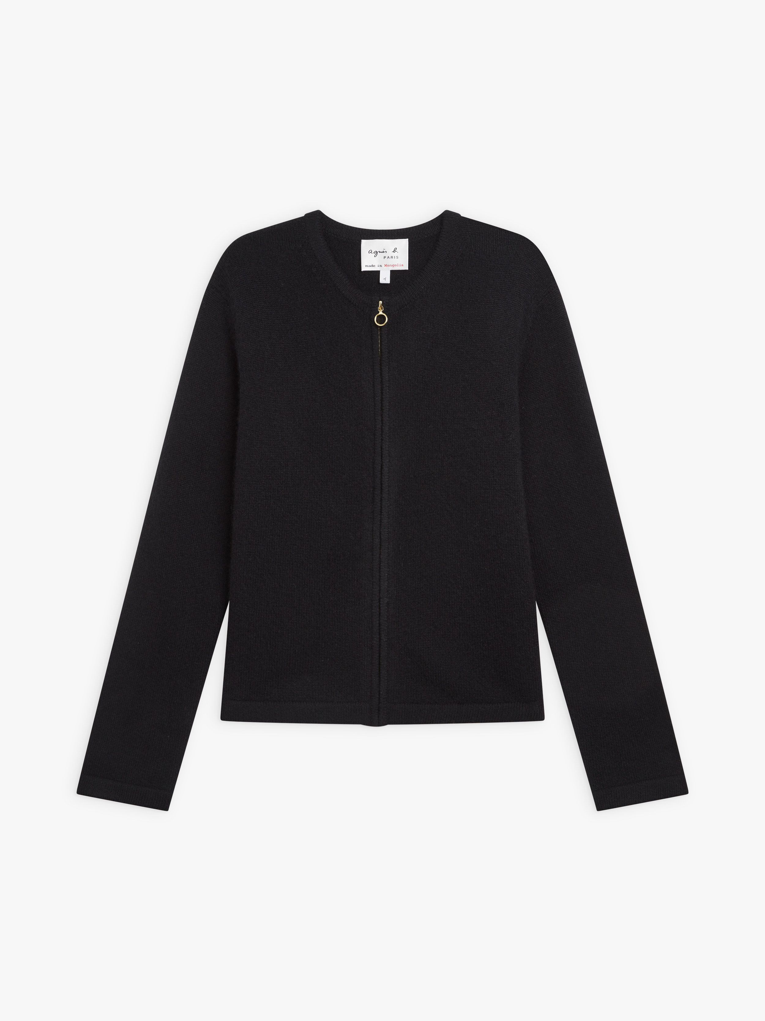black cashmere Zip cardigan