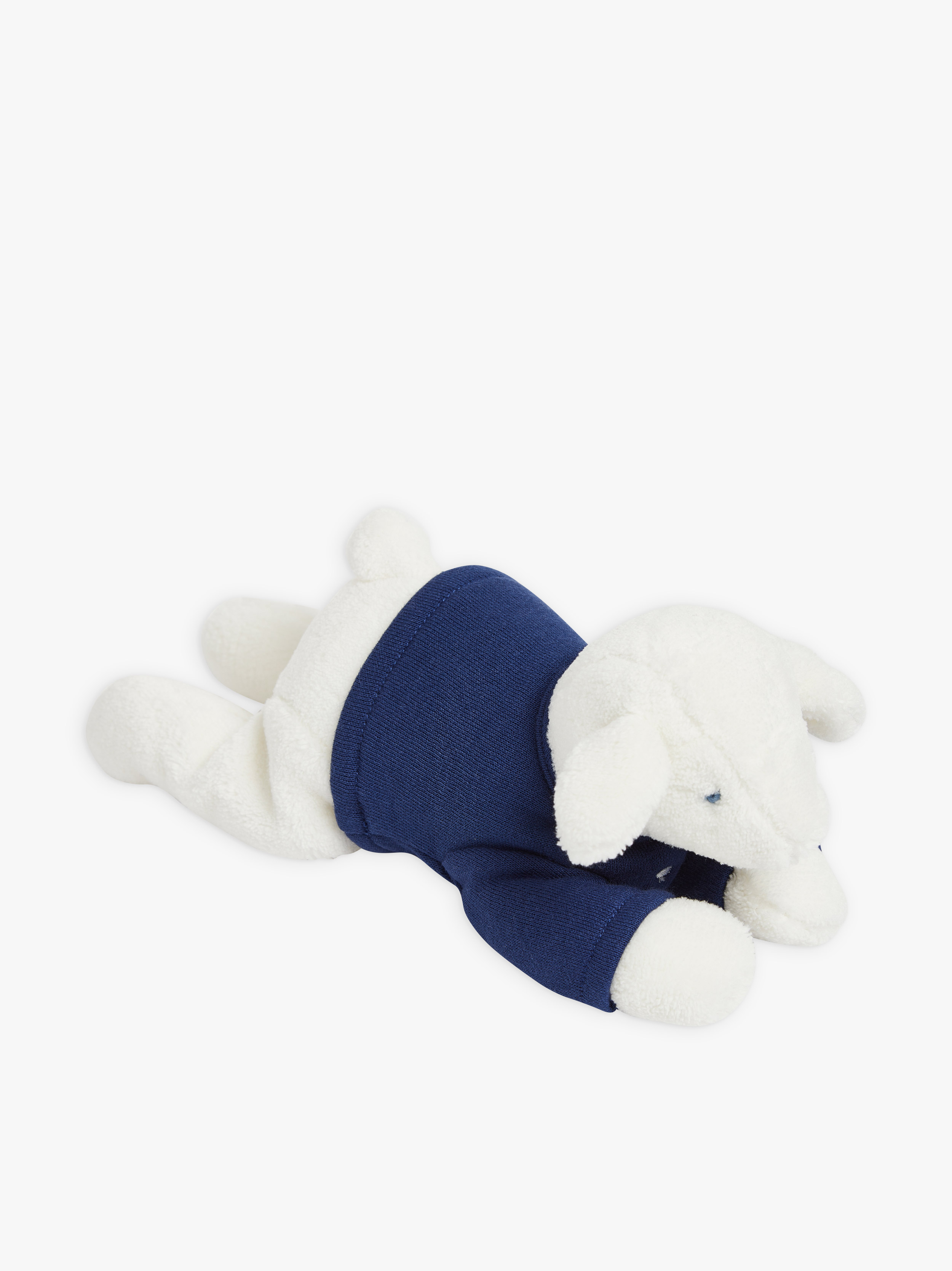 doudou Agneau en molleton de coton bleu