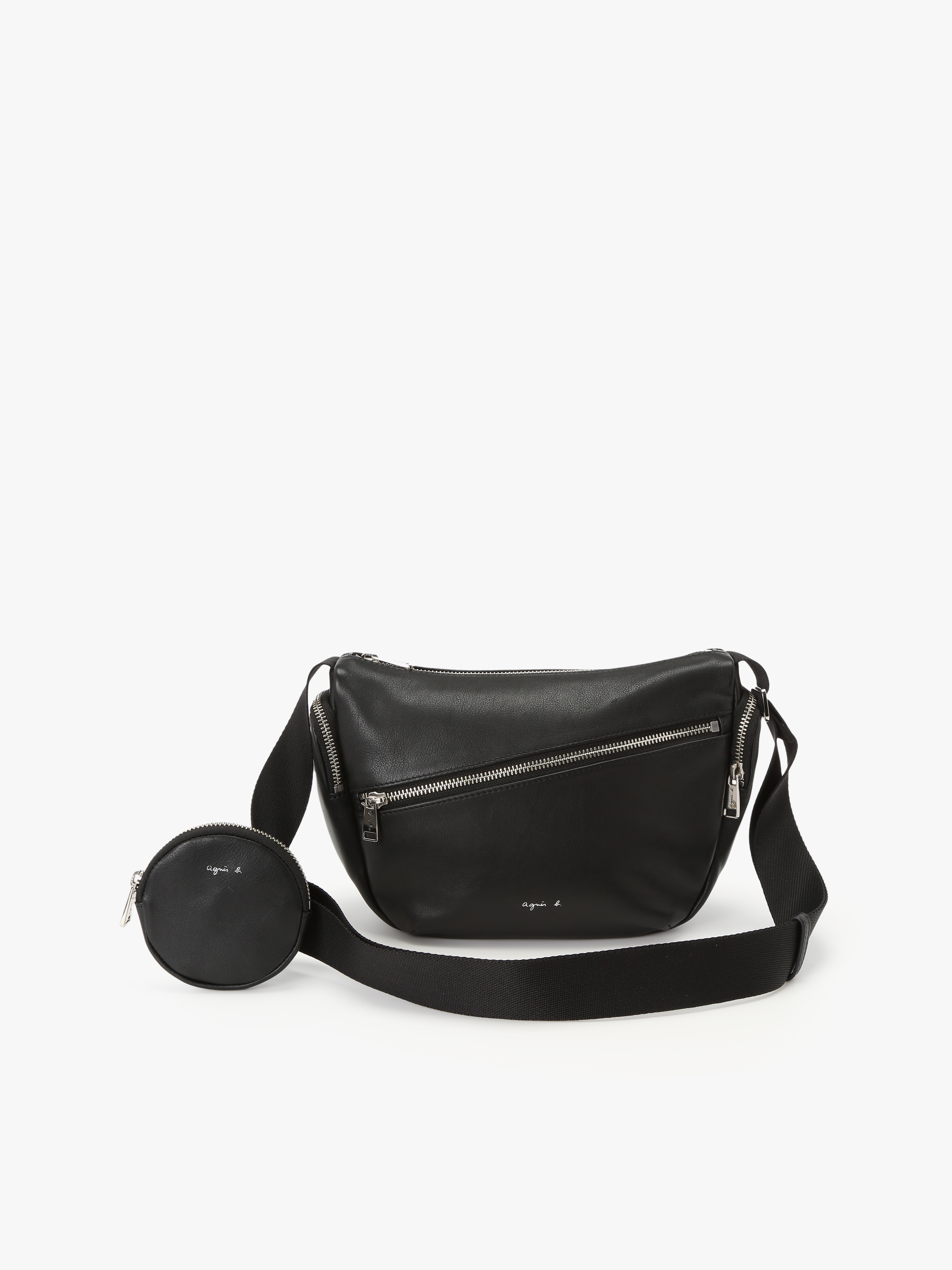 black leather strap bag