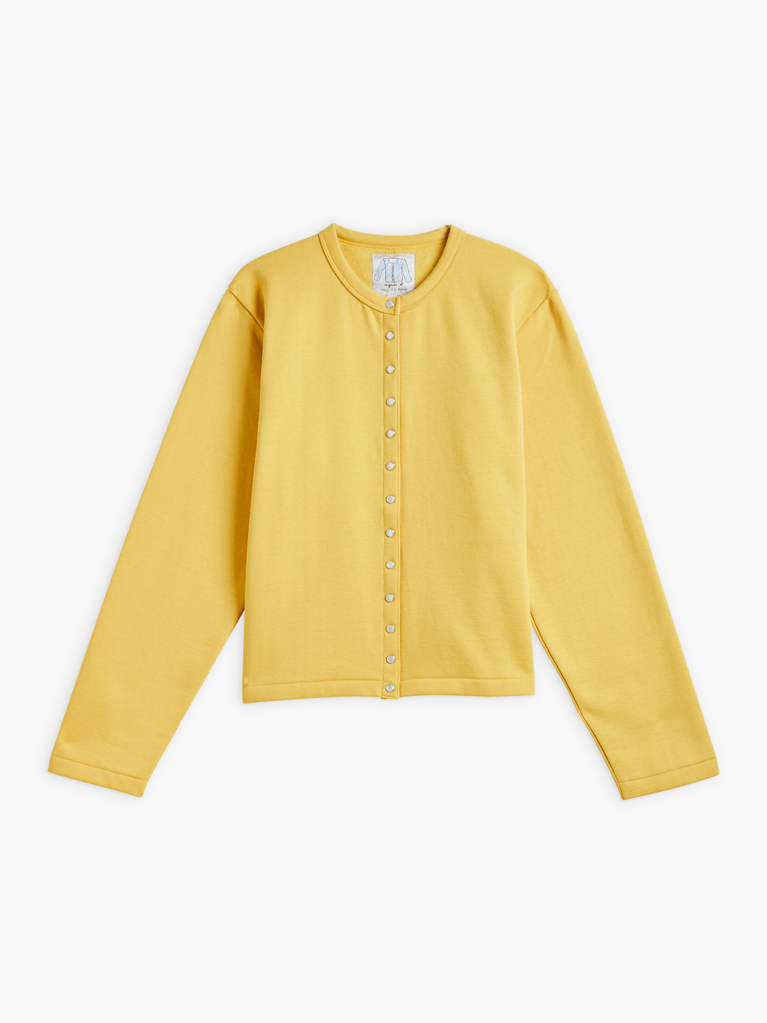 yellow cotton fleece snap cardigan