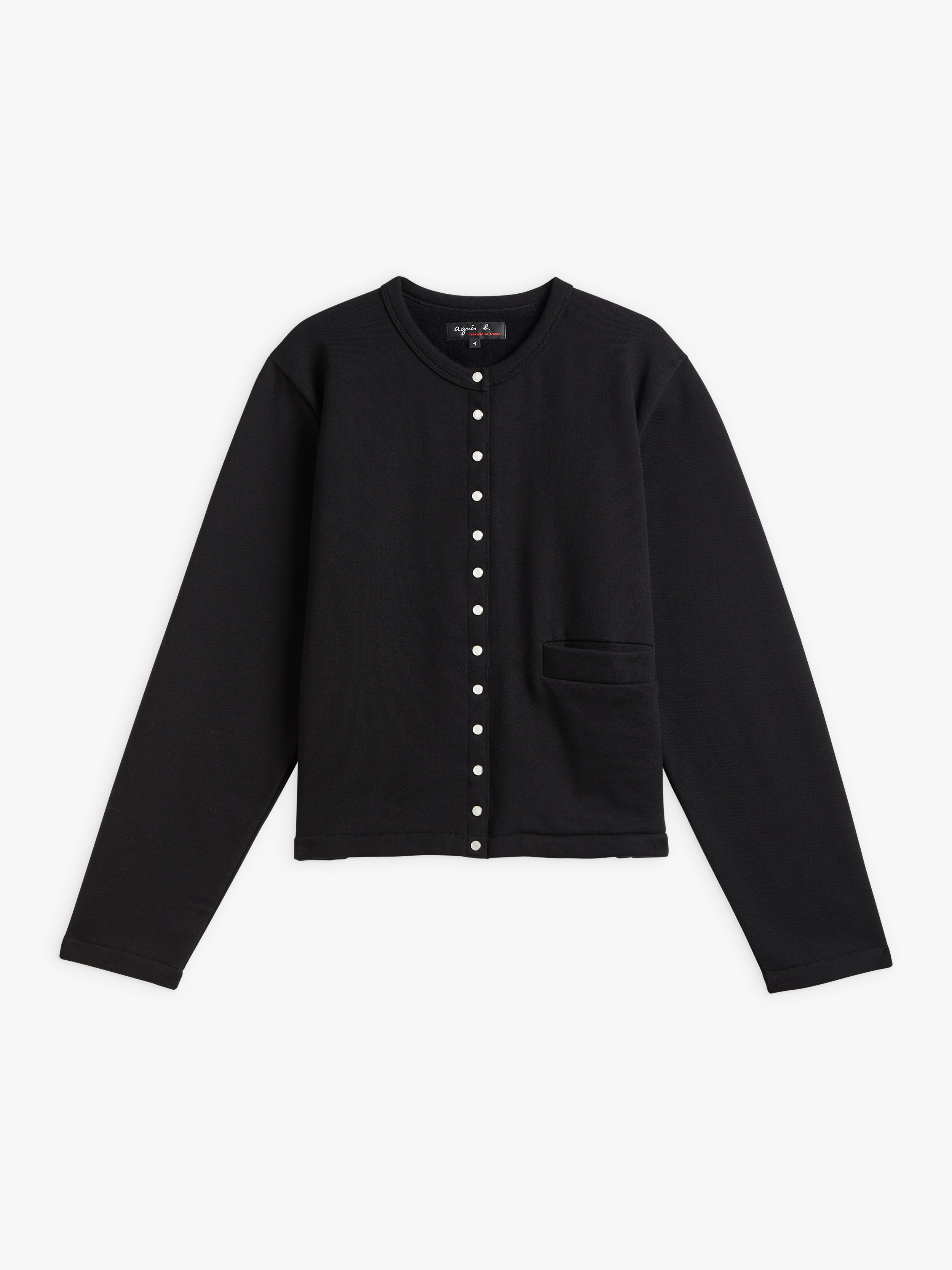 black cotton fleece Phone cardigan