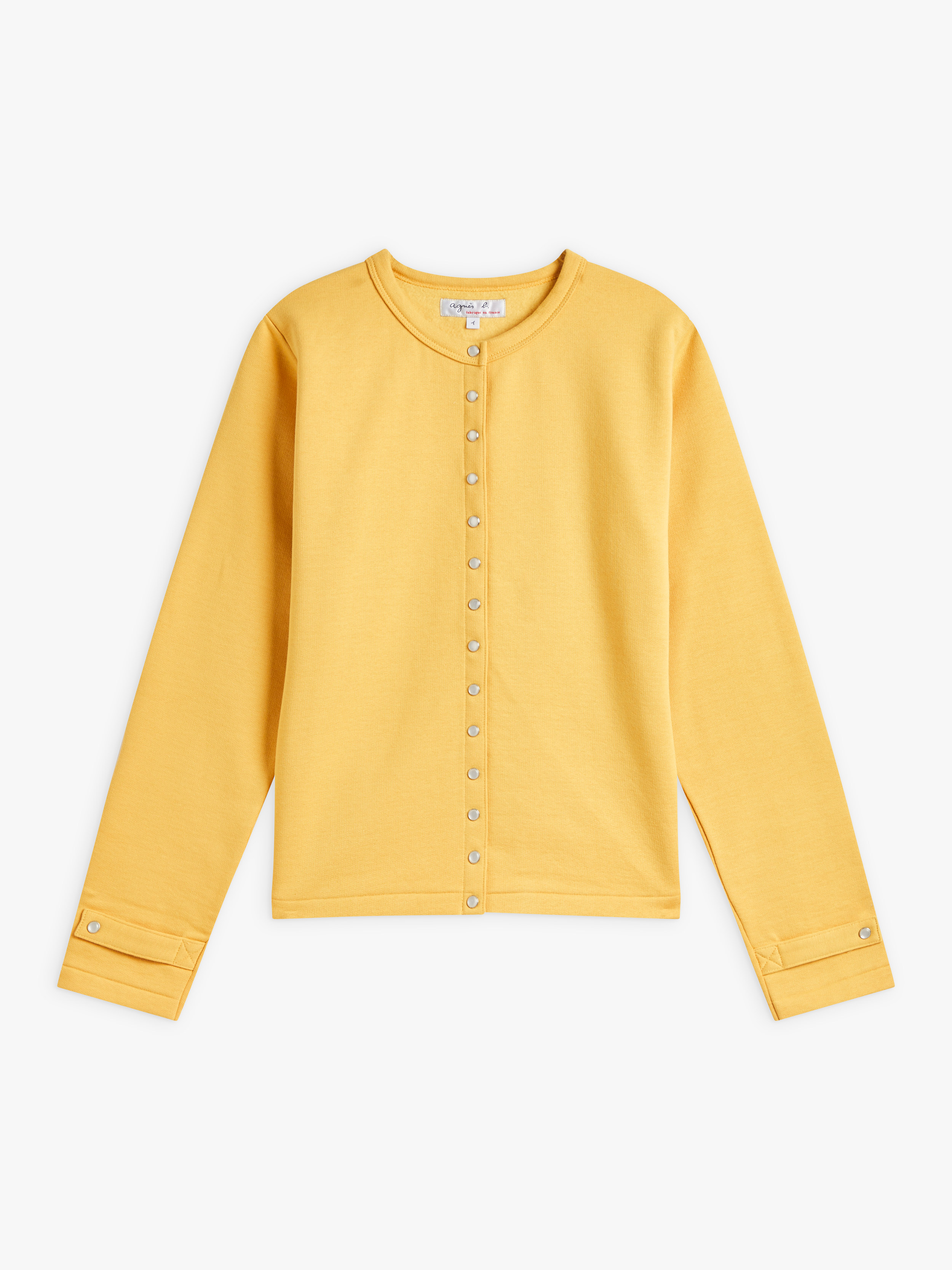yellow cotton fleece Rosana snap cardigan
