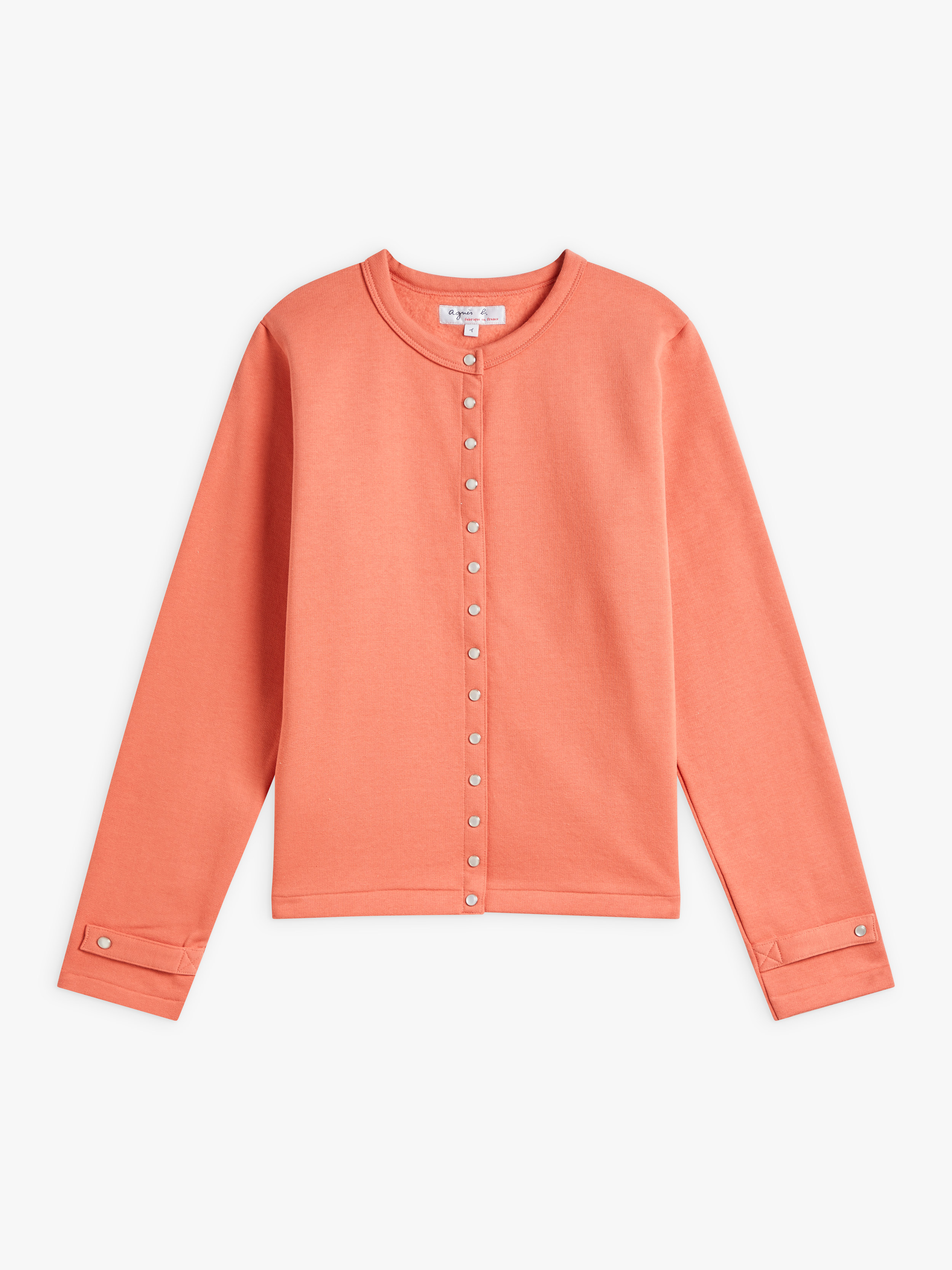 orange cotton fleece Rosana snap cardigan