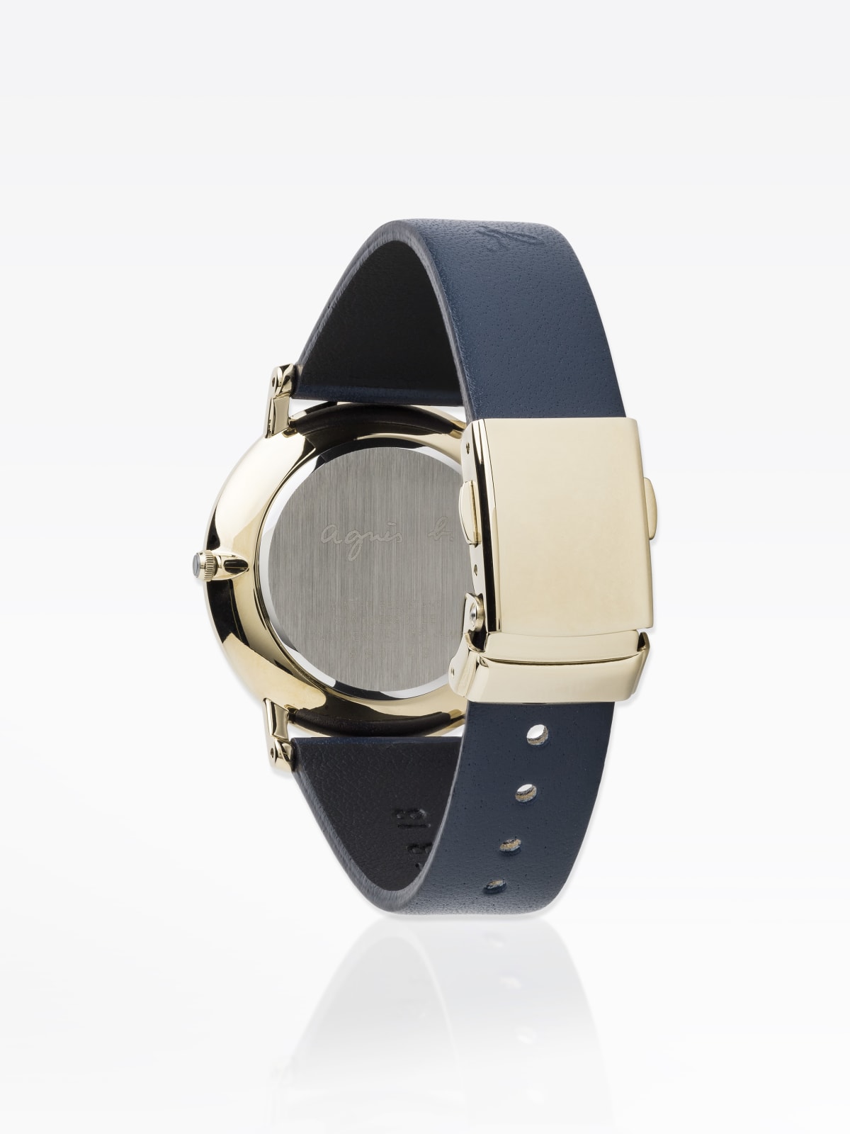 golden metal and leather agnès watch image number 1