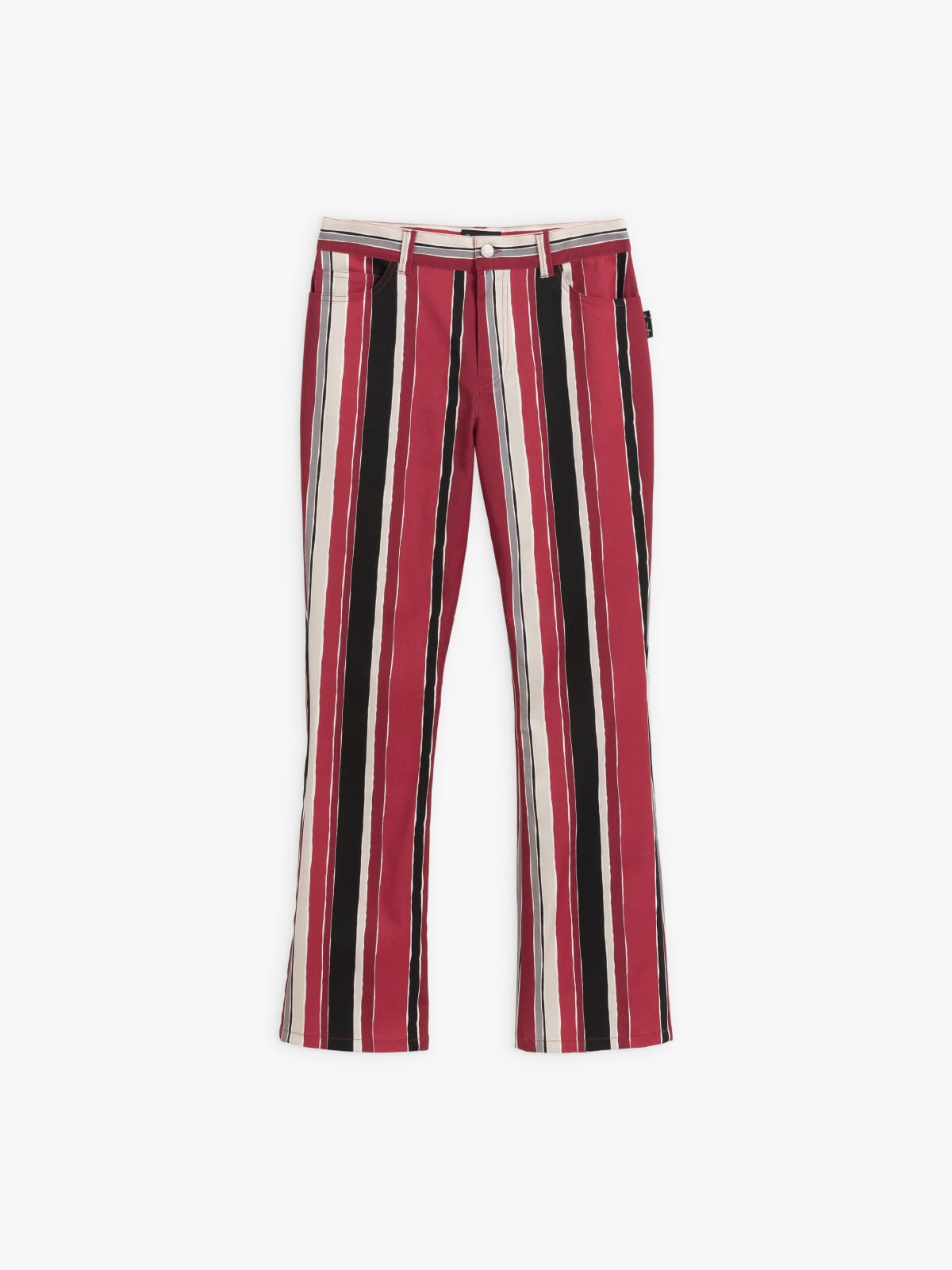 red cotton high-waisted flared jeans