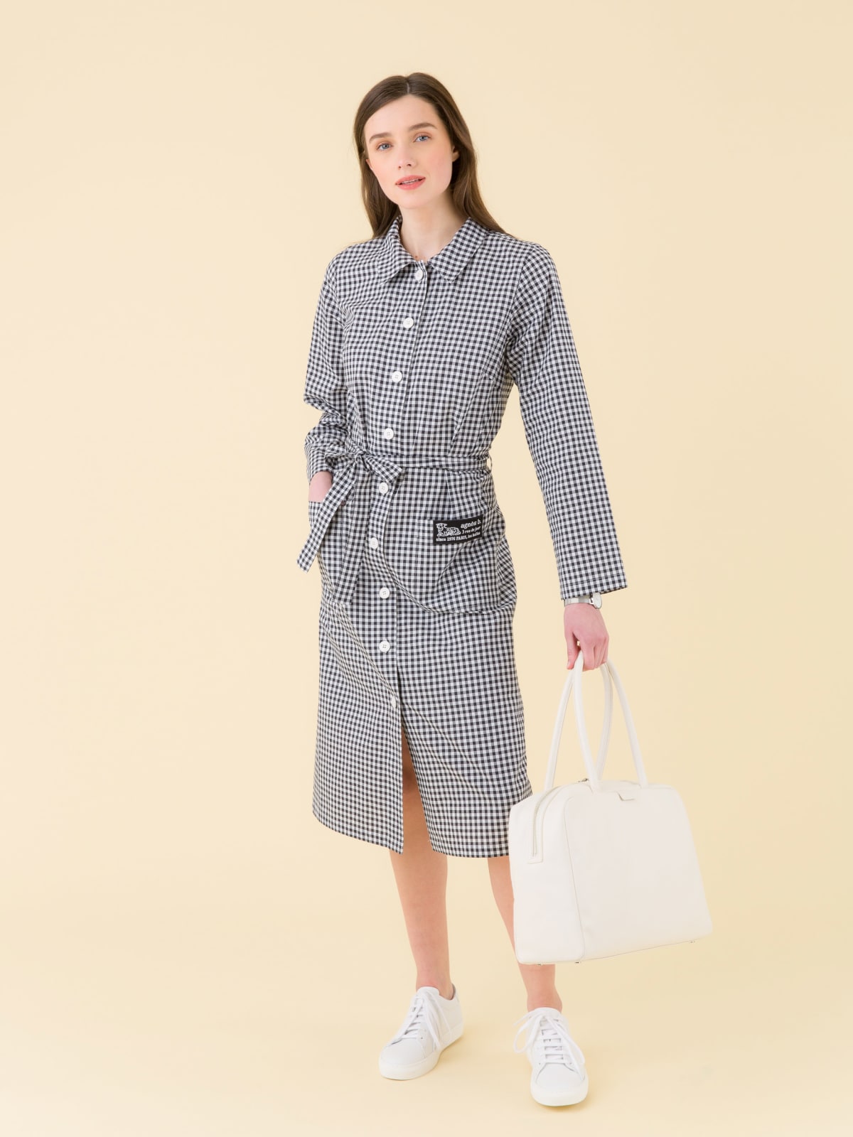 gingham check BB cotton shirt dress