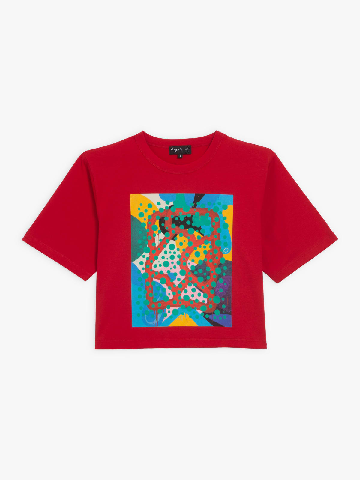 red short b. style t-shirt with artist Mambo