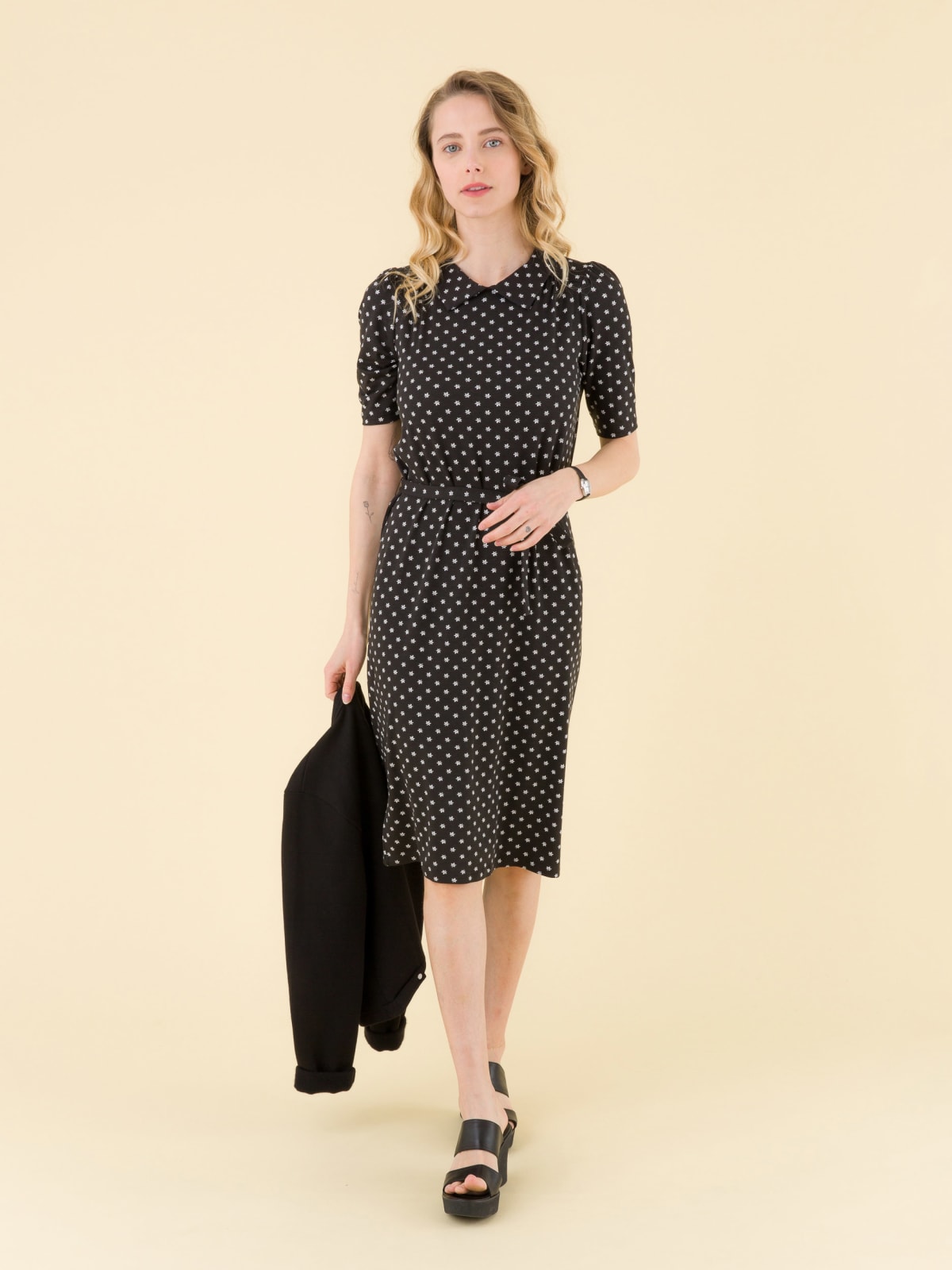 black Andréa printed jersey dress