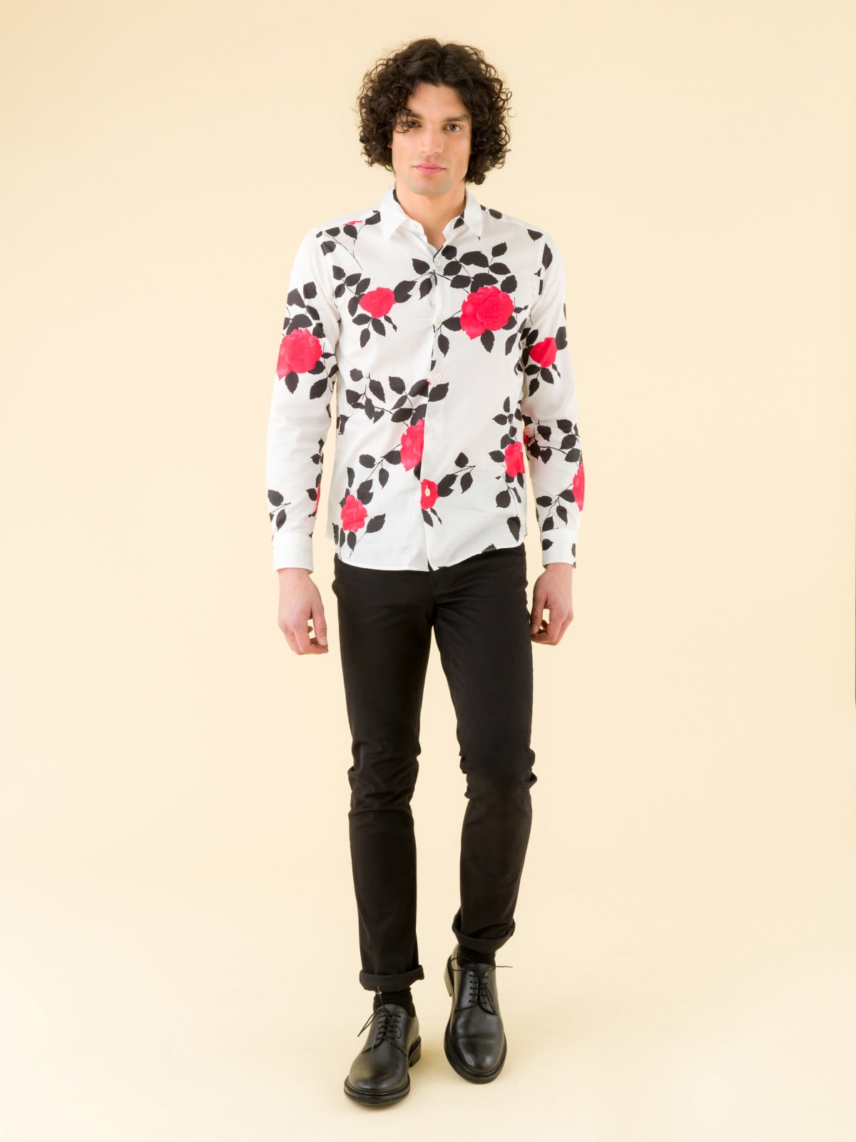 satin cotton rose print Syd shirt