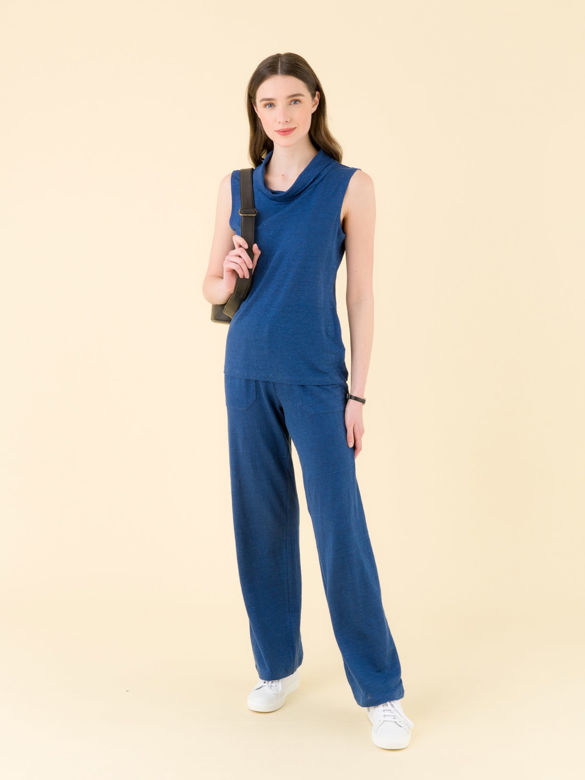 blue Spicy linen jersey tank top