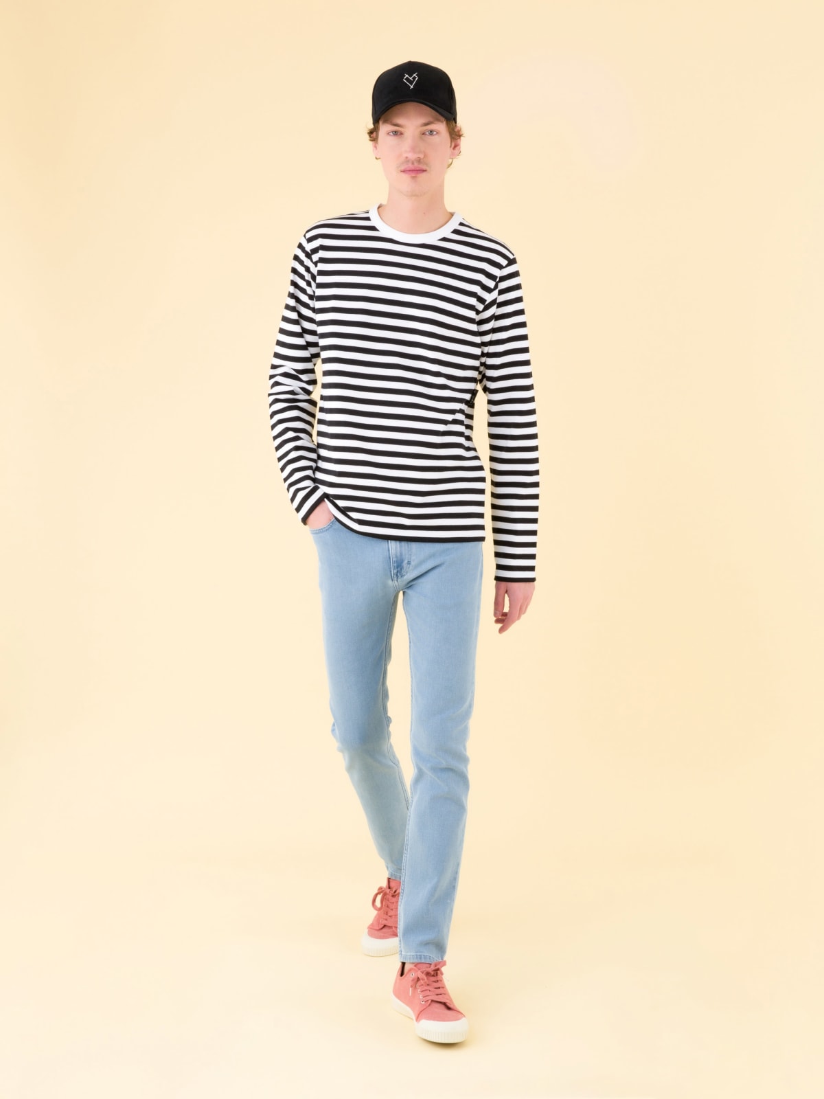 black and white cotton Coulos 12/12 striped t-shirt