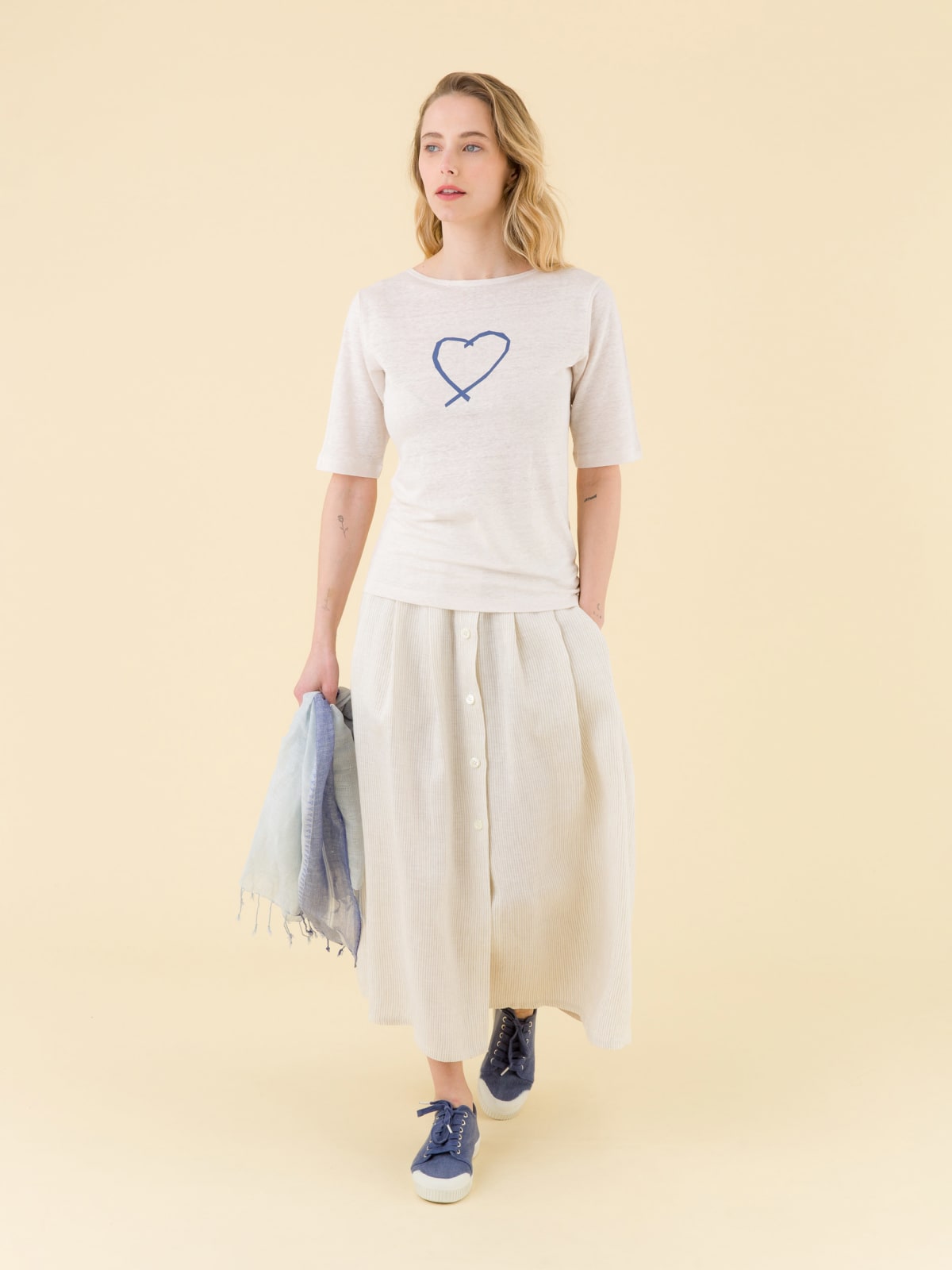 beige New Bow linen jersey t-shirt