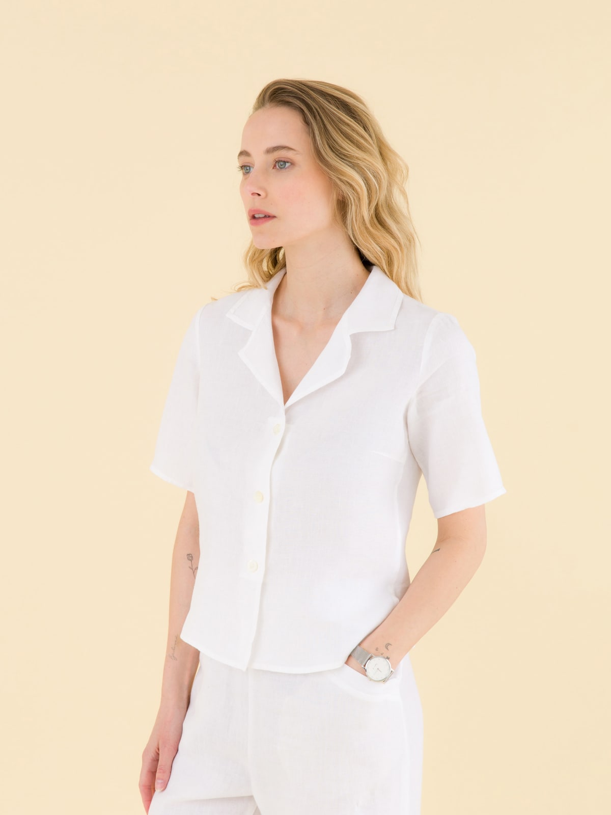 white linen Lysette shirt