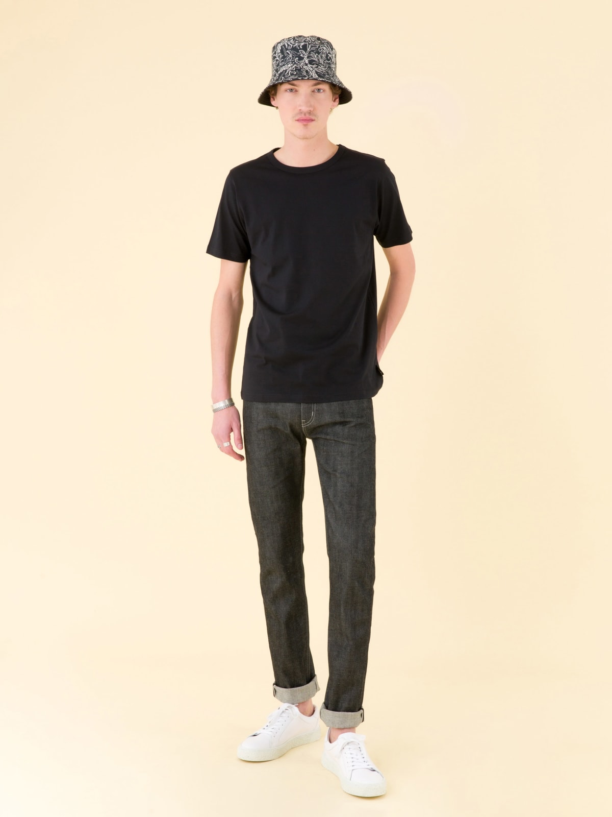 black cotton Coulos short-sleeve T-shirt