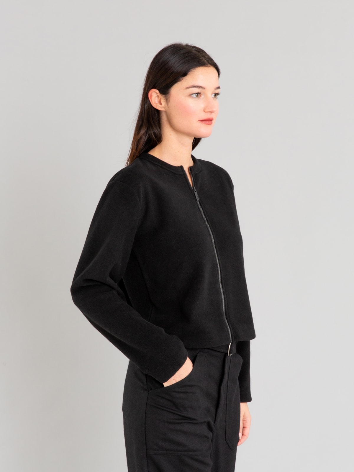 black Seaqual® Yarn Le Classique Zip cardigan 