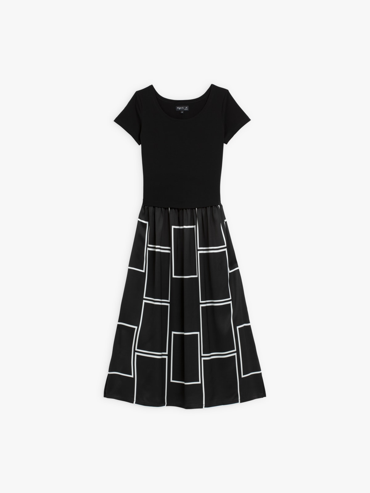 cotton printed with large black checks highlighted in white Pilate dress