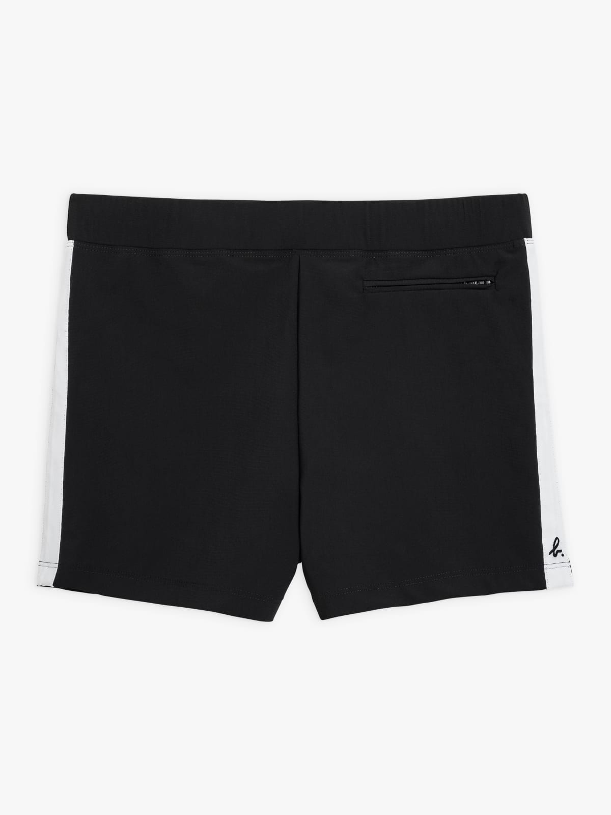 black and white Abel swim shorts