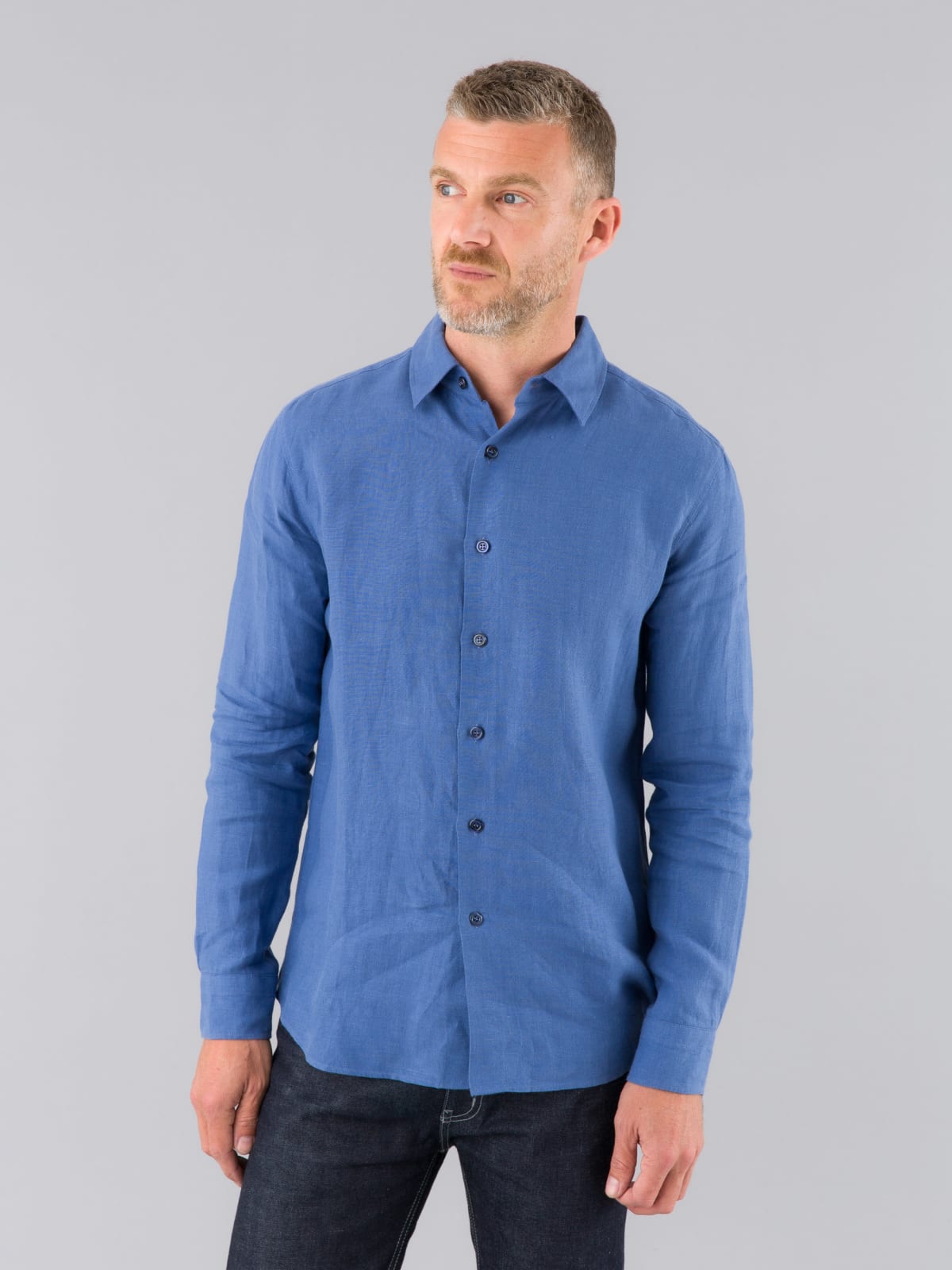 blue linen André shirt
