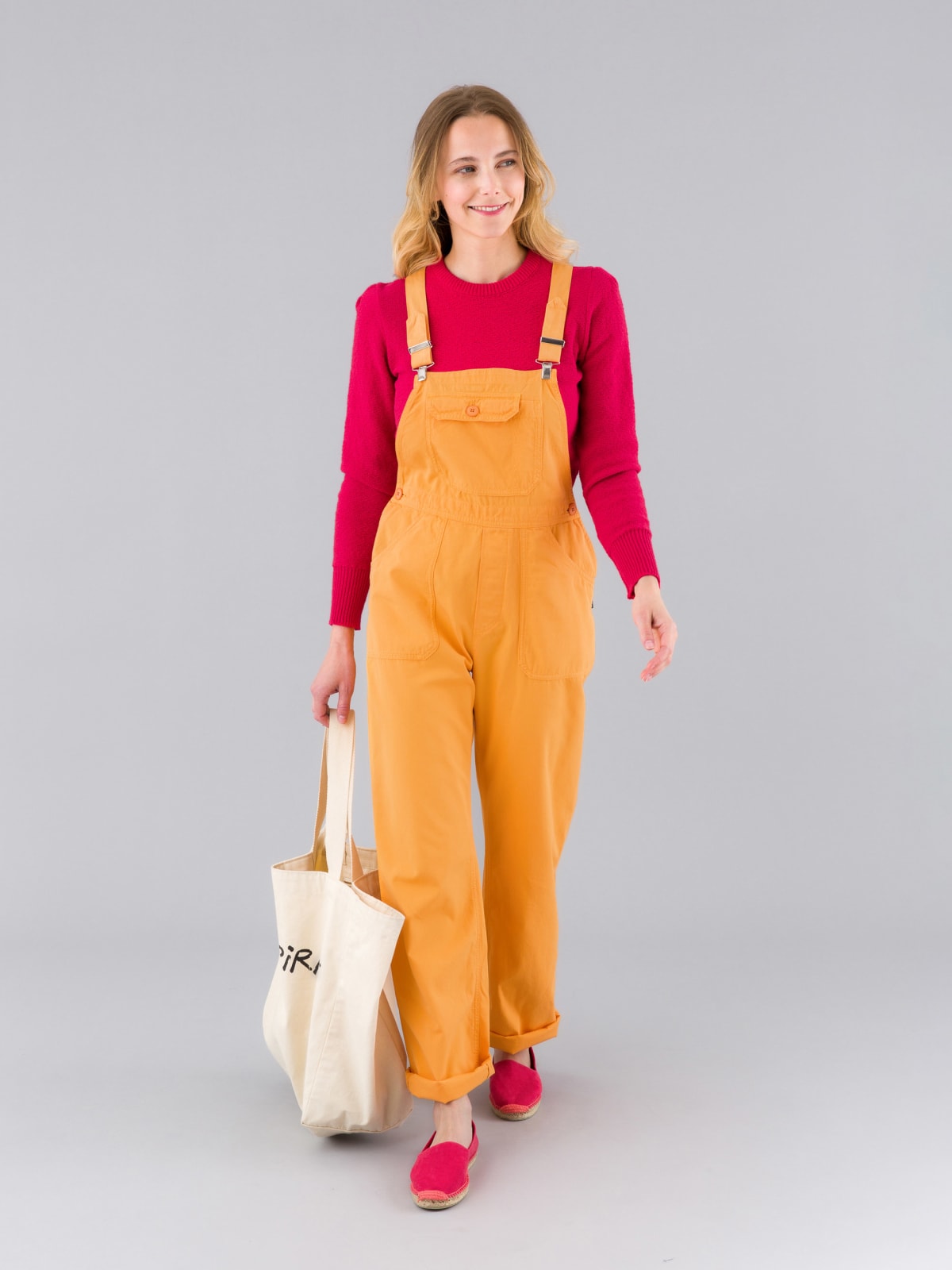 yellow cotton canvas Rue du Jour overalls