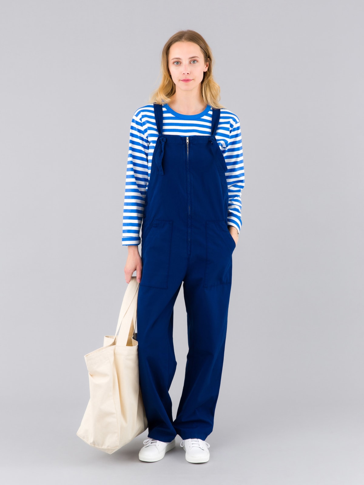 dark blue cotton canvas Jardinier overalls