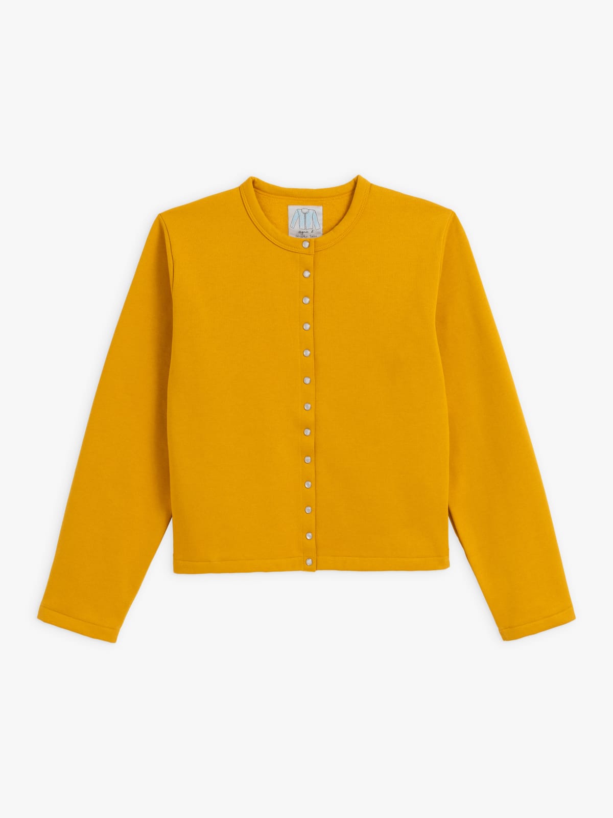 yellow Le Classique fleece snap cardigan