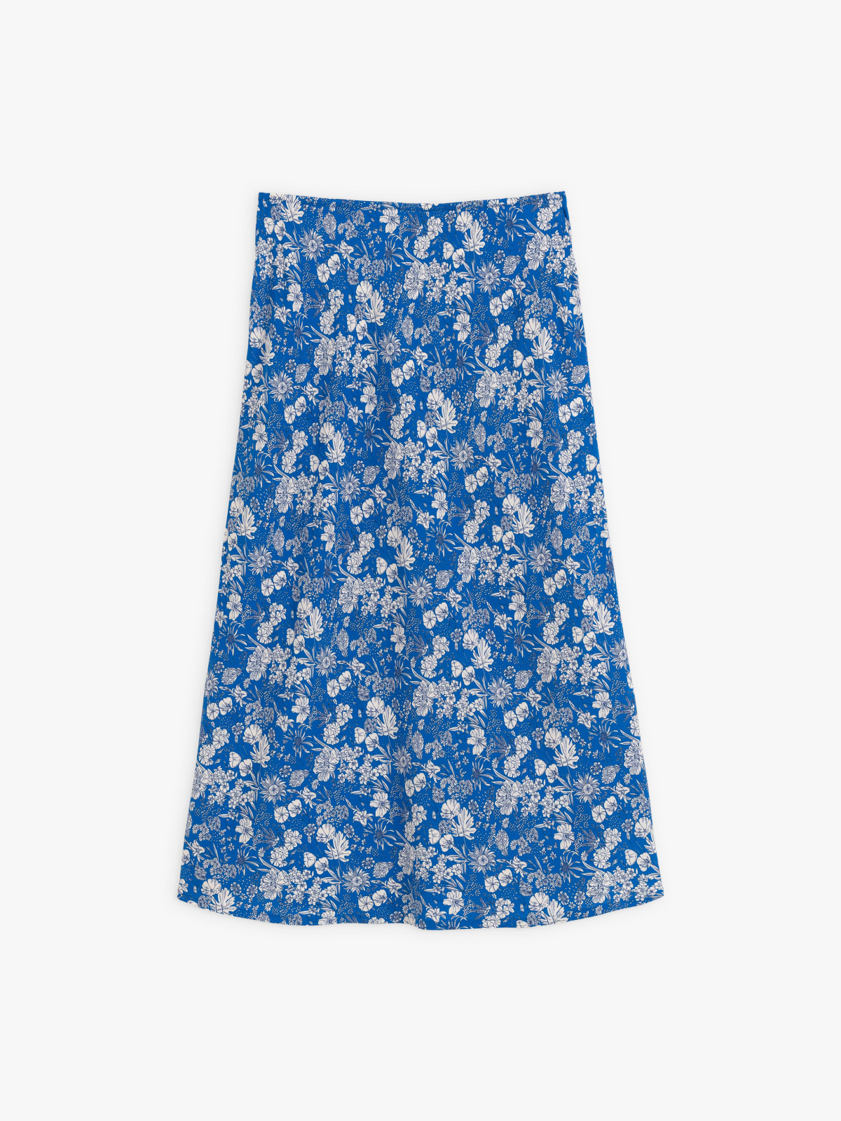 blue Tulip flower print skirt