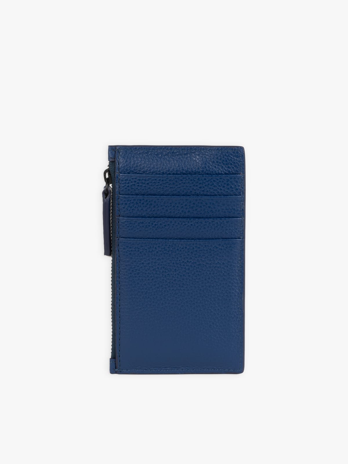 blue zipped leather card case