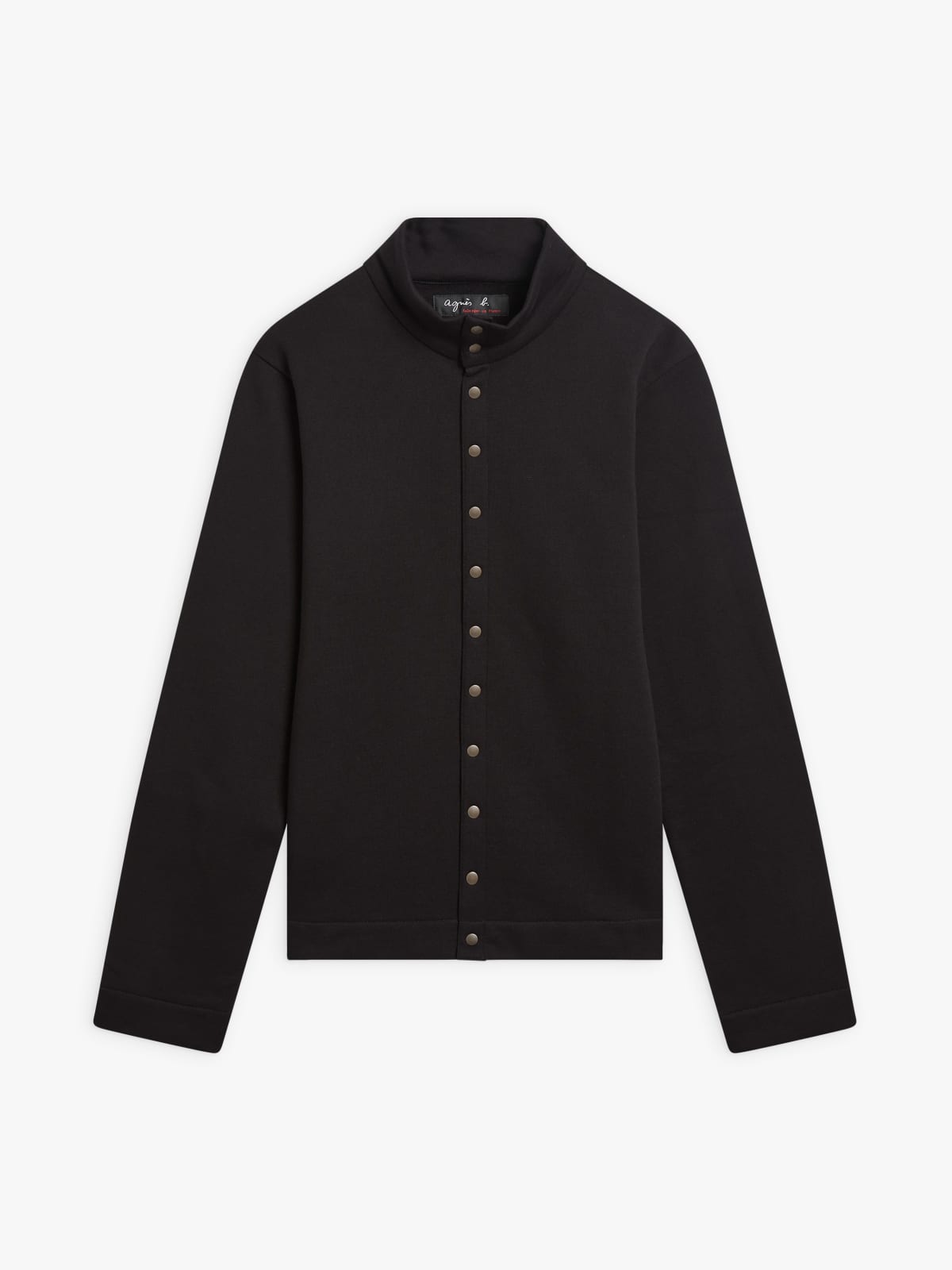 black cotton fleece Pelias cardigan