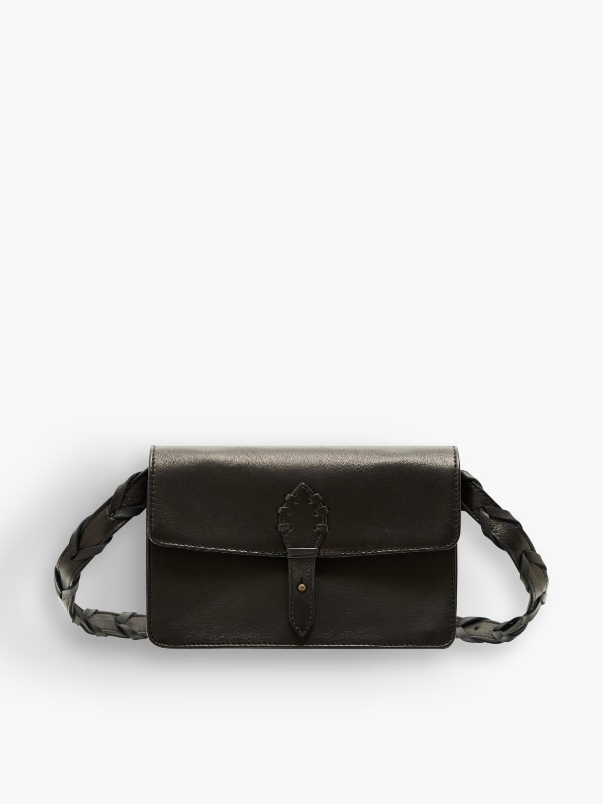 black leather Hana clutch