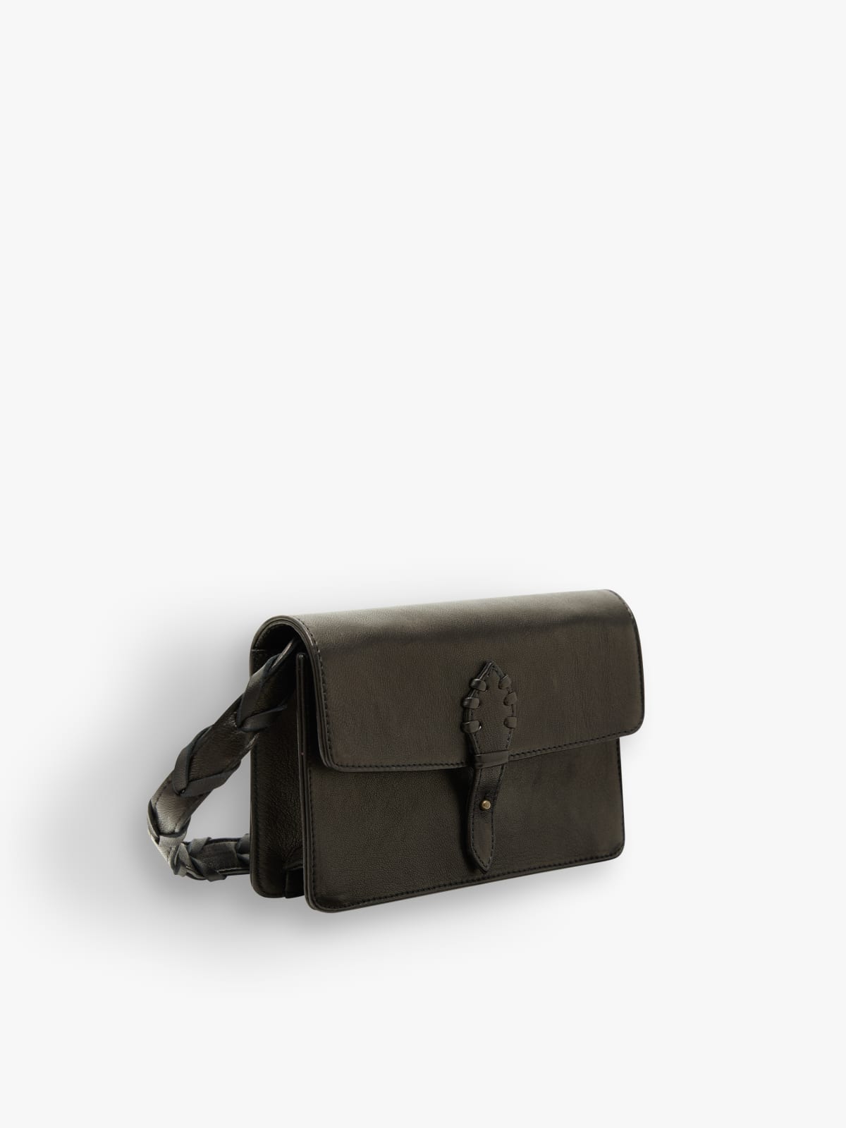 black leather Hana clutch