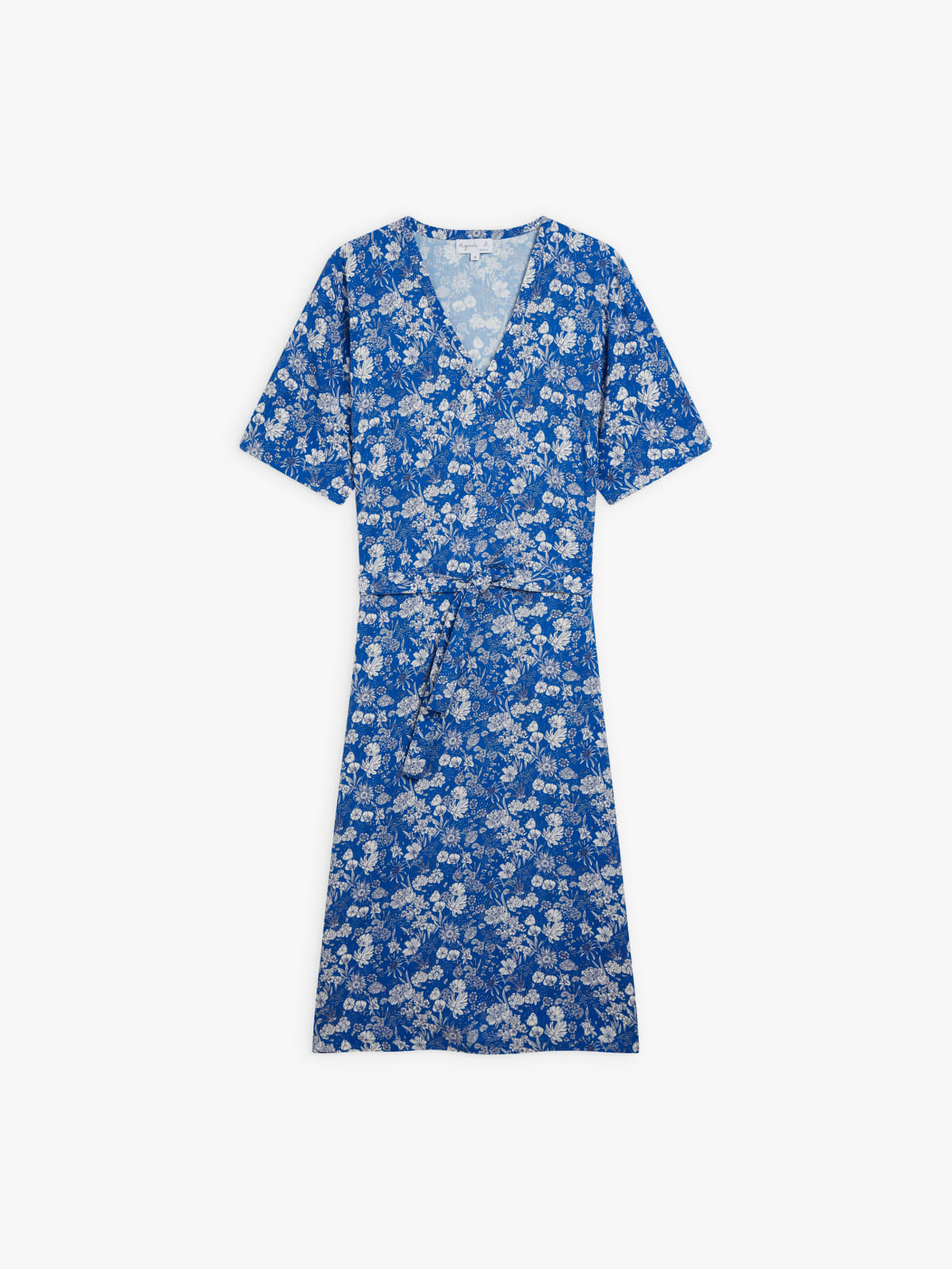 blue voile flower print dress