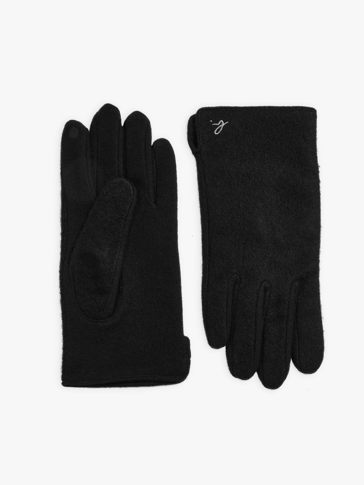 black wool logo Janis gloves