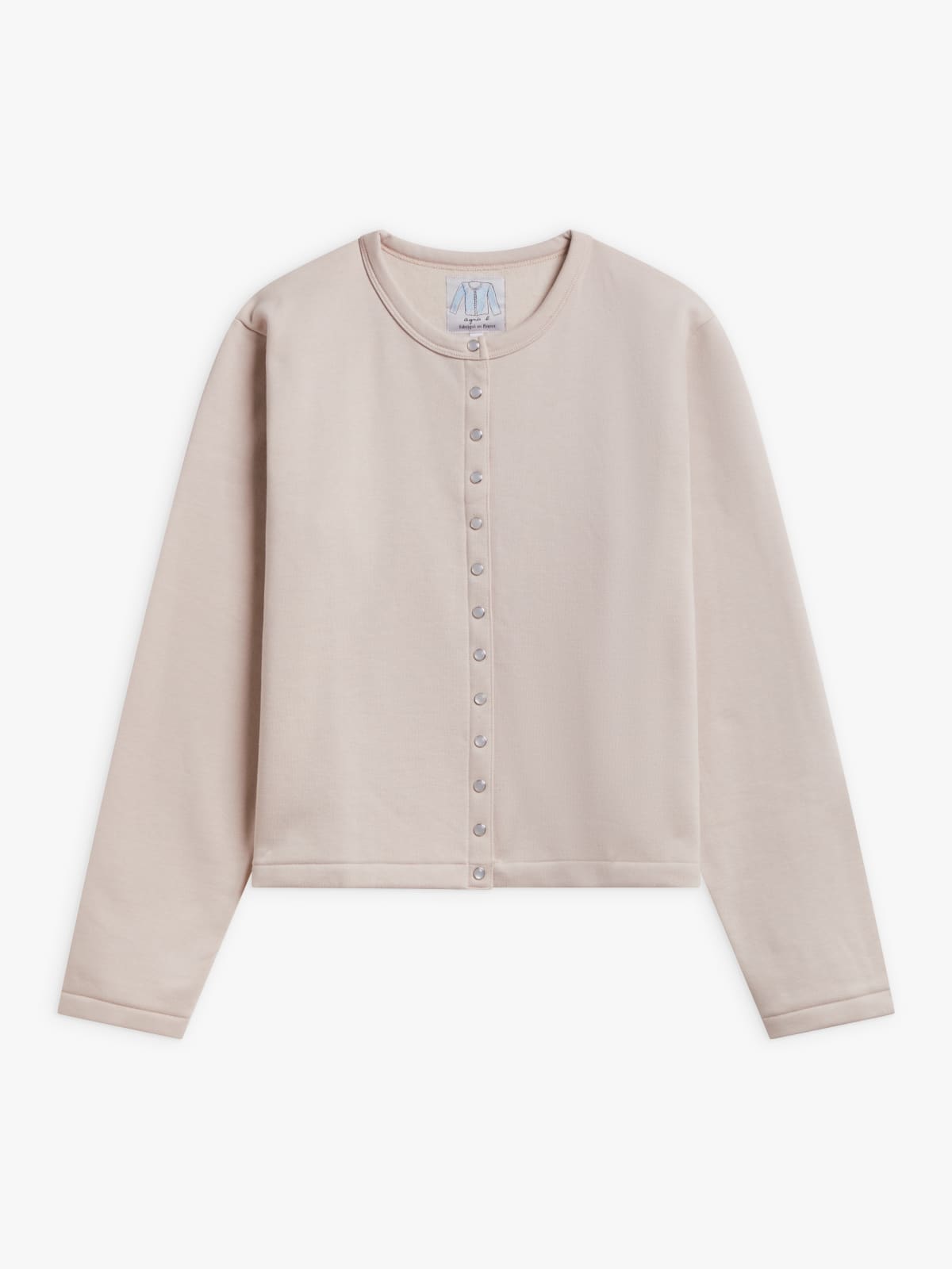 beige Le Classique fleece snap cardigan