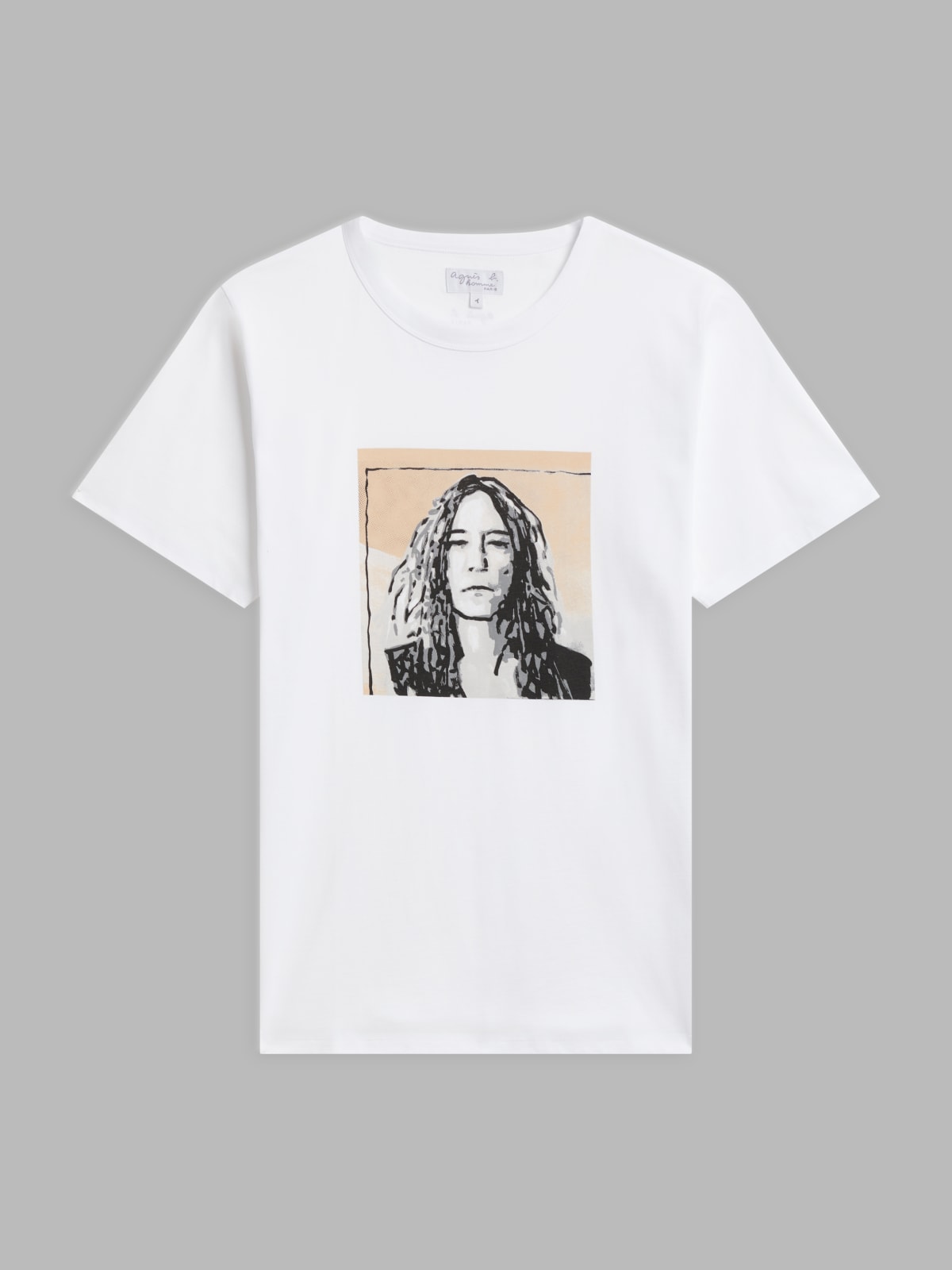 white cotton Brando t-shirt with artist Rafael Gray