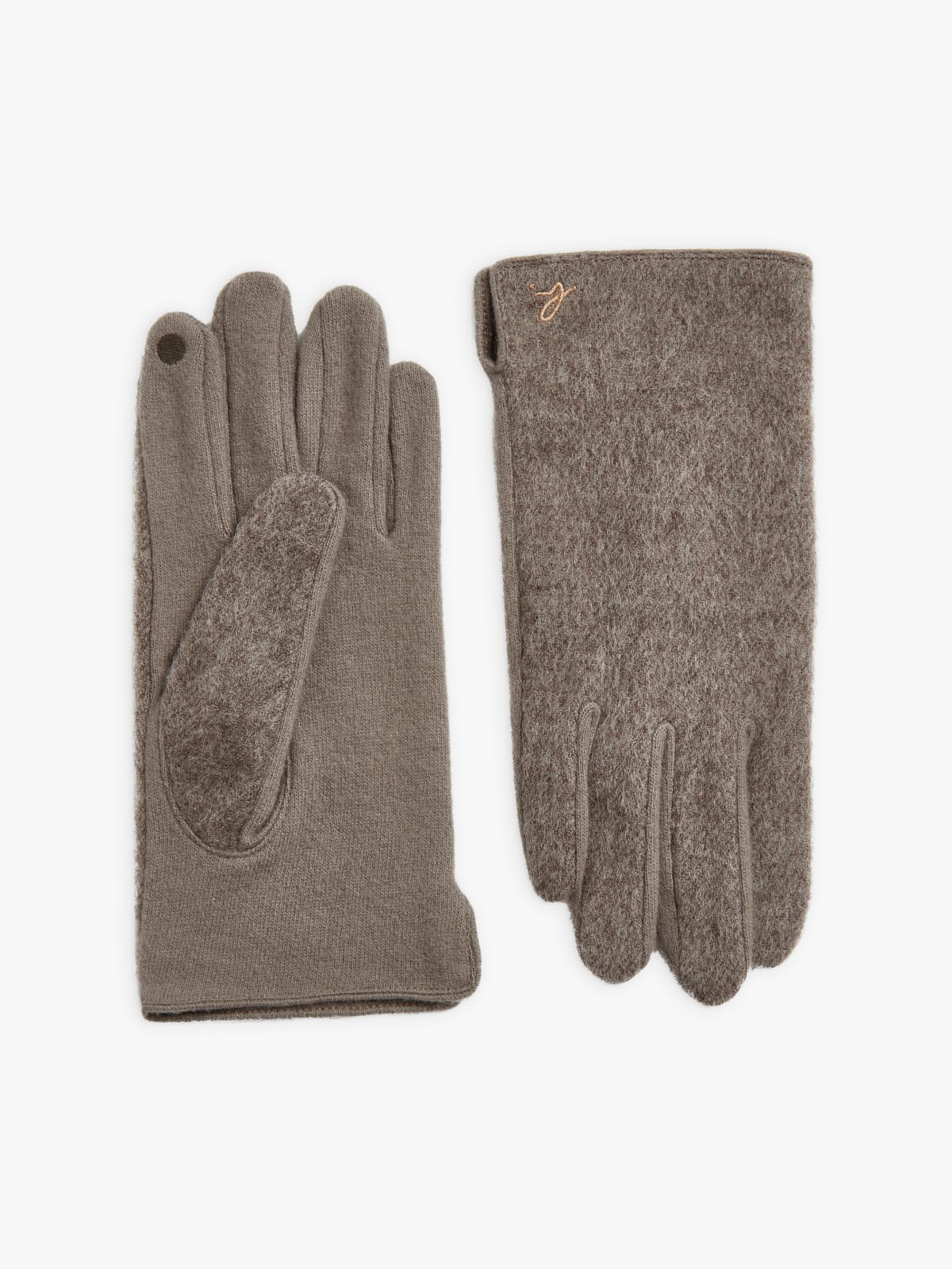 beige wool logo Janis gloves