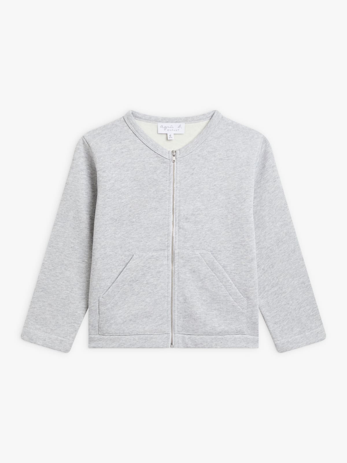 mottled grey cotton jersey Zip cardigan with pockets