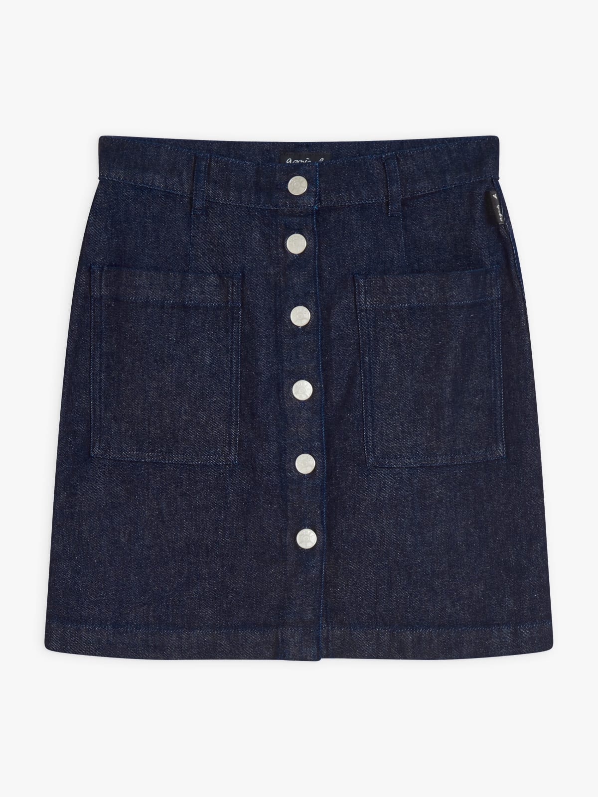 blue denim short skirt