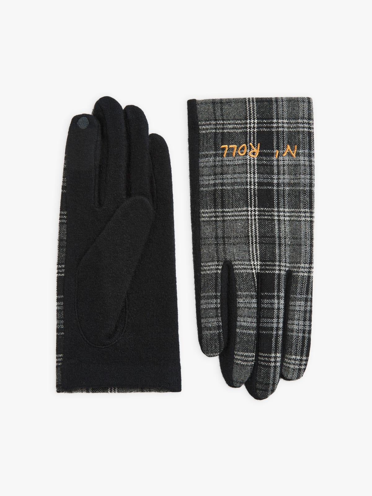 black and grey wool Rock gloves