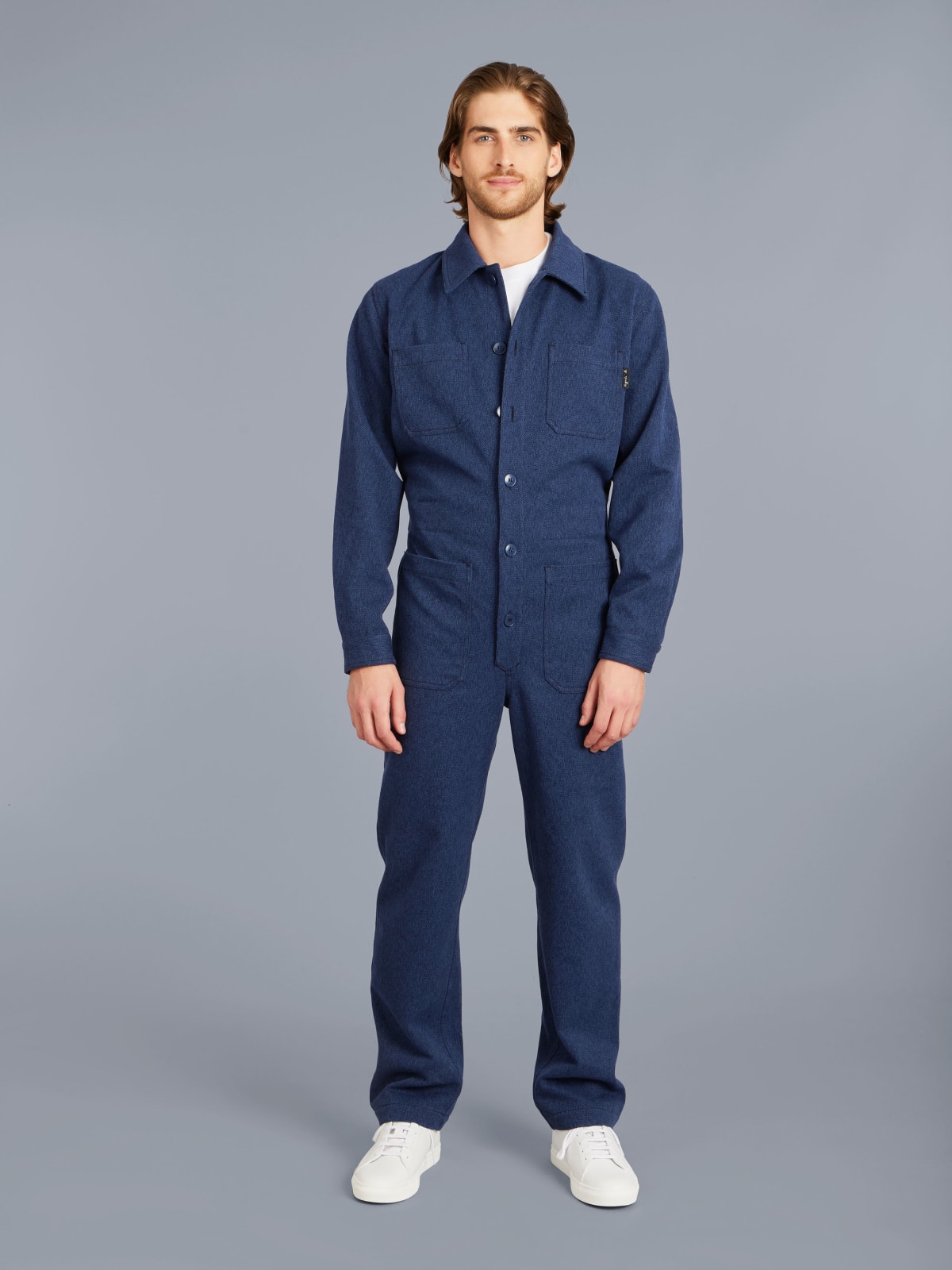 blue cotton jumpsuit