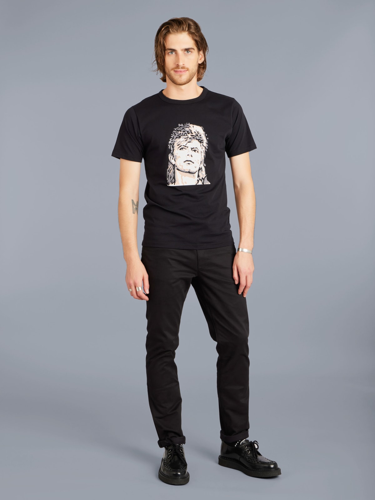 black cotton Brando t-shirt with artist Rafael Gray